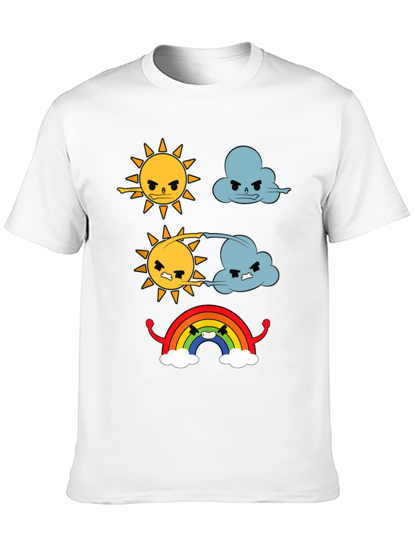 Funny Weather Cartoon Print Black T-Shirt