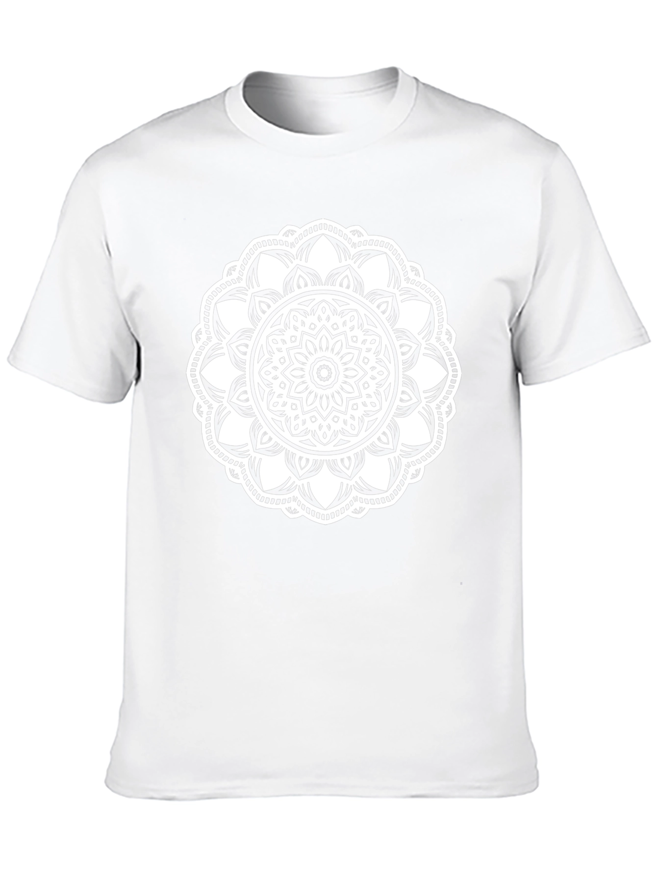 Black T-Shirt with White Mandala Design