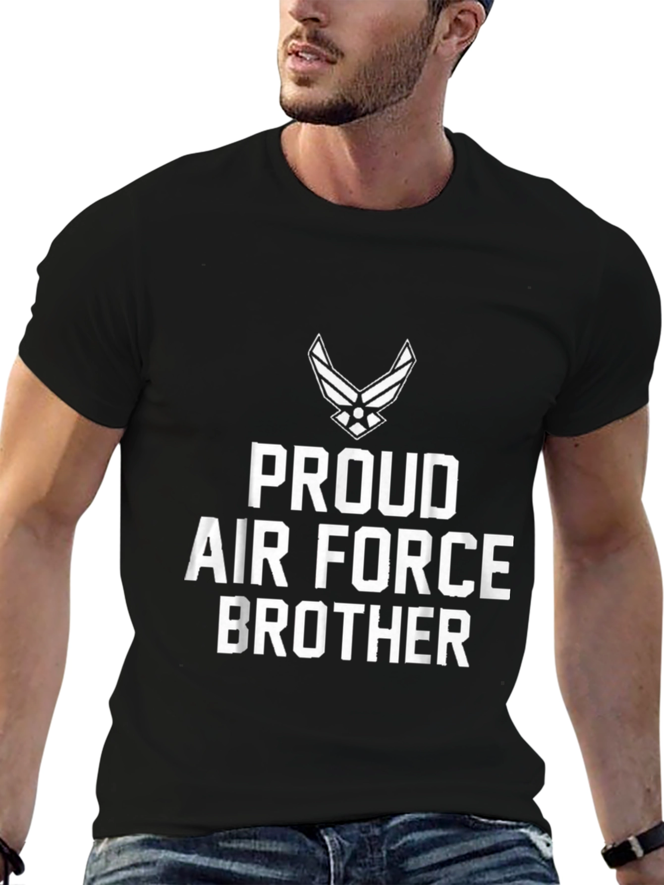 Proud Air Force Brother Black Graphic Tee