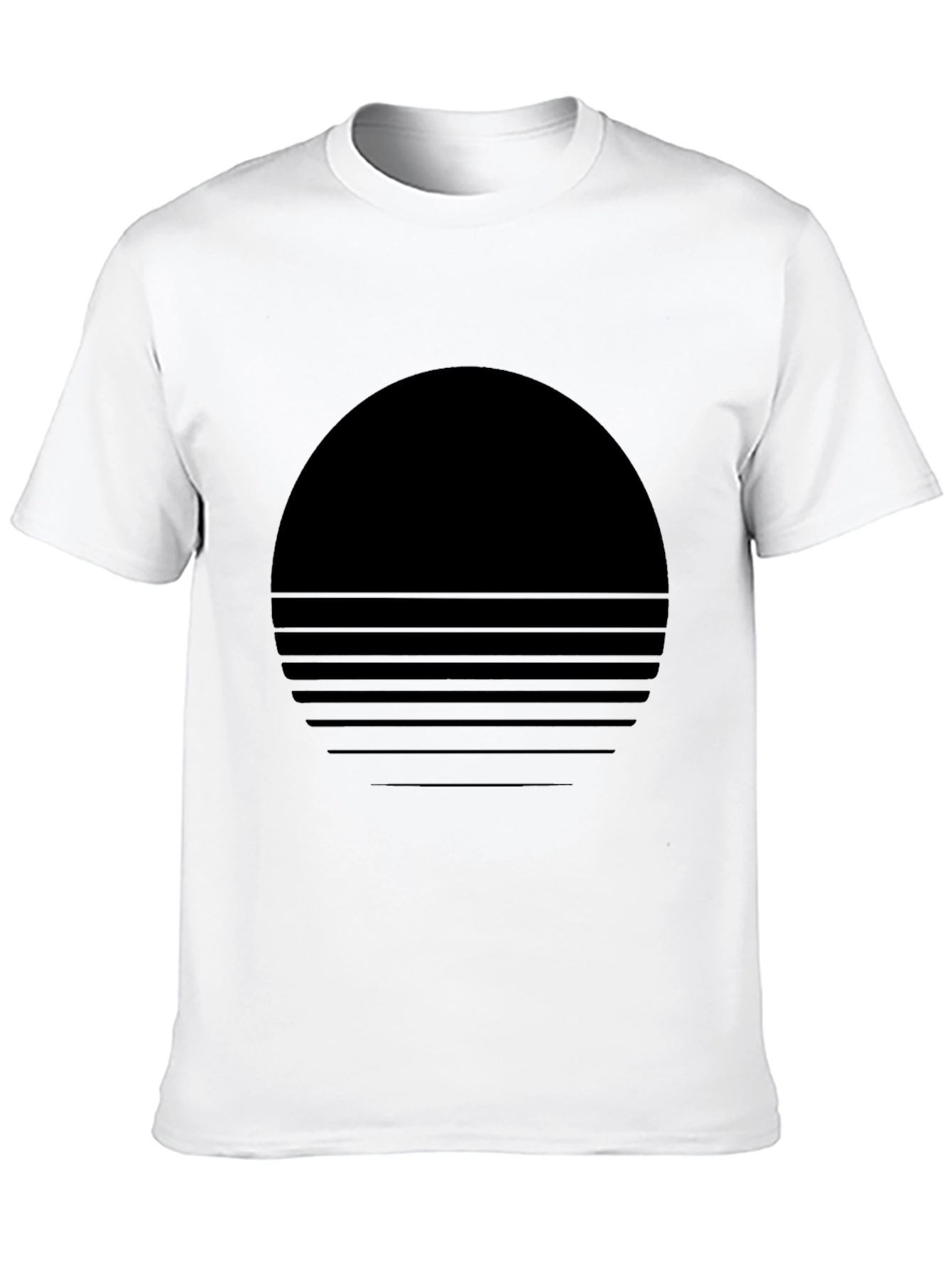 Retro Sunset Graphic Tee - Black Crew Neck