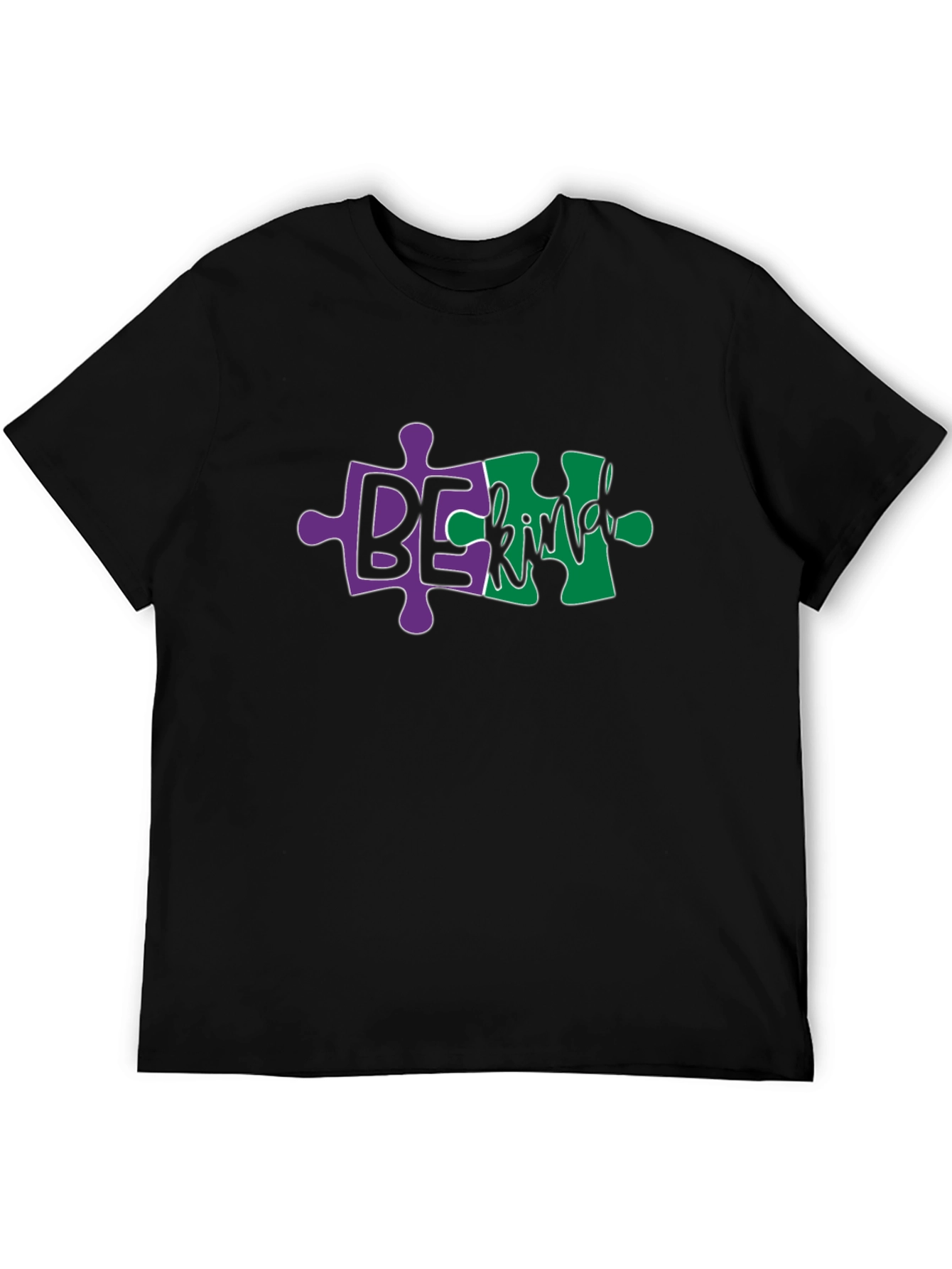 Be Kind Autism Puzzle Piece Black T-Shirt