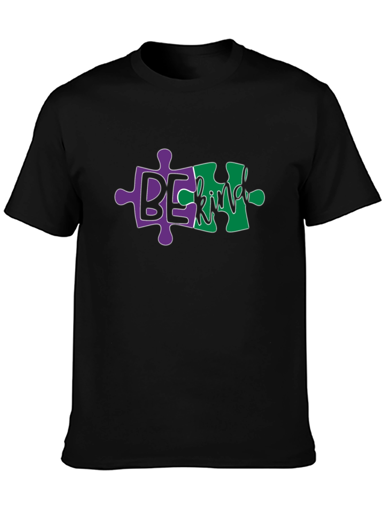 Be Kind Autism Puzzle Piece Black T-Shirt