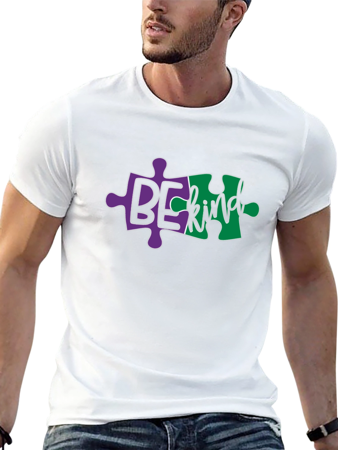 Be Kind Autism Puzzle Piece Black T-Shirt