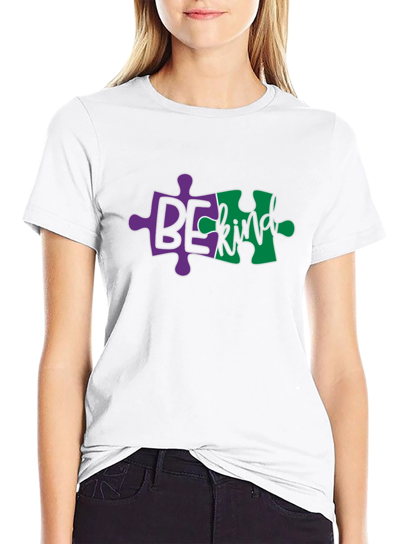 Be Kind Autism Puzzle Piece Black T-Shirt