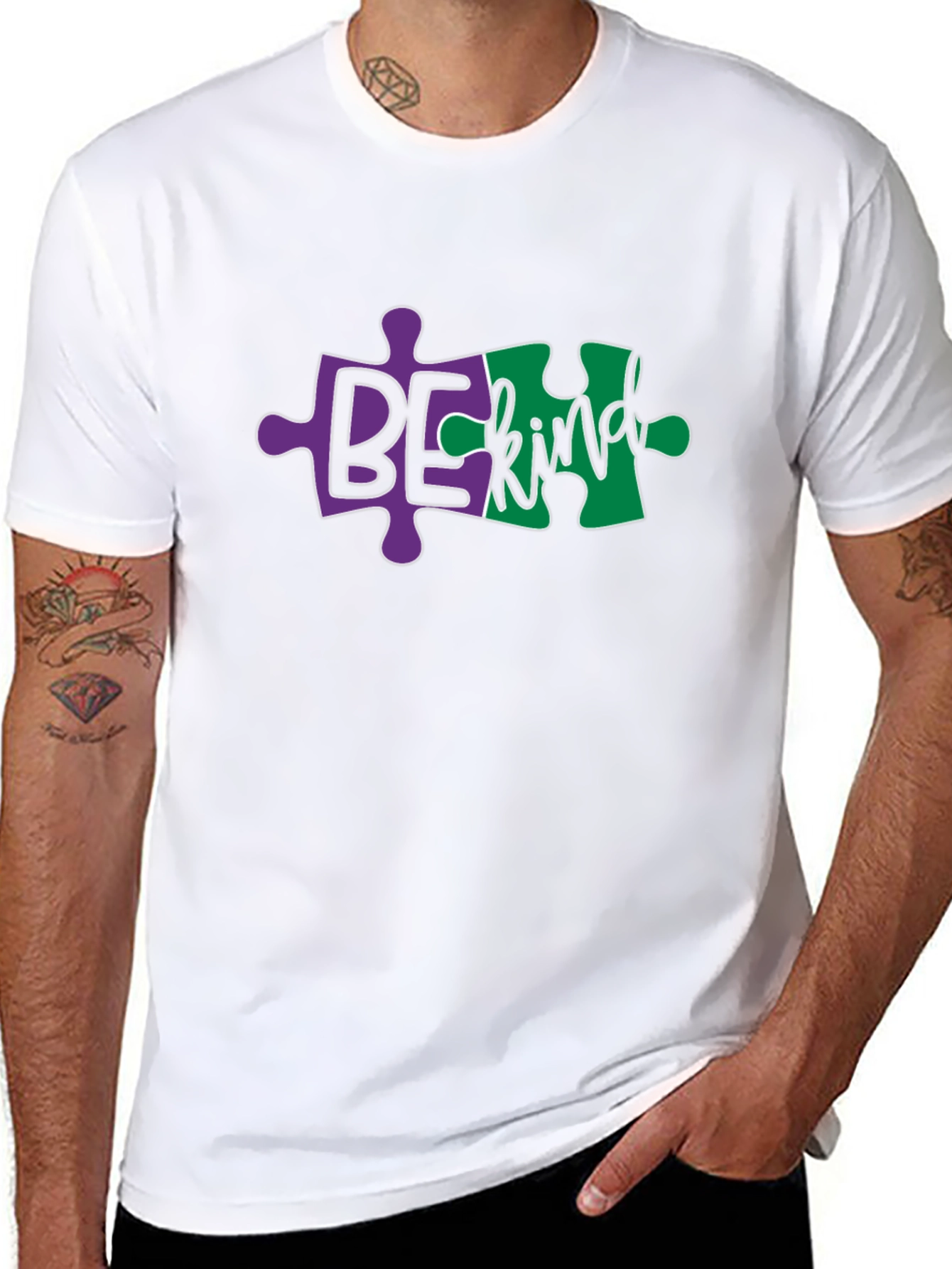 Be Kind Autism Puzzle Piece Black T-Shirt