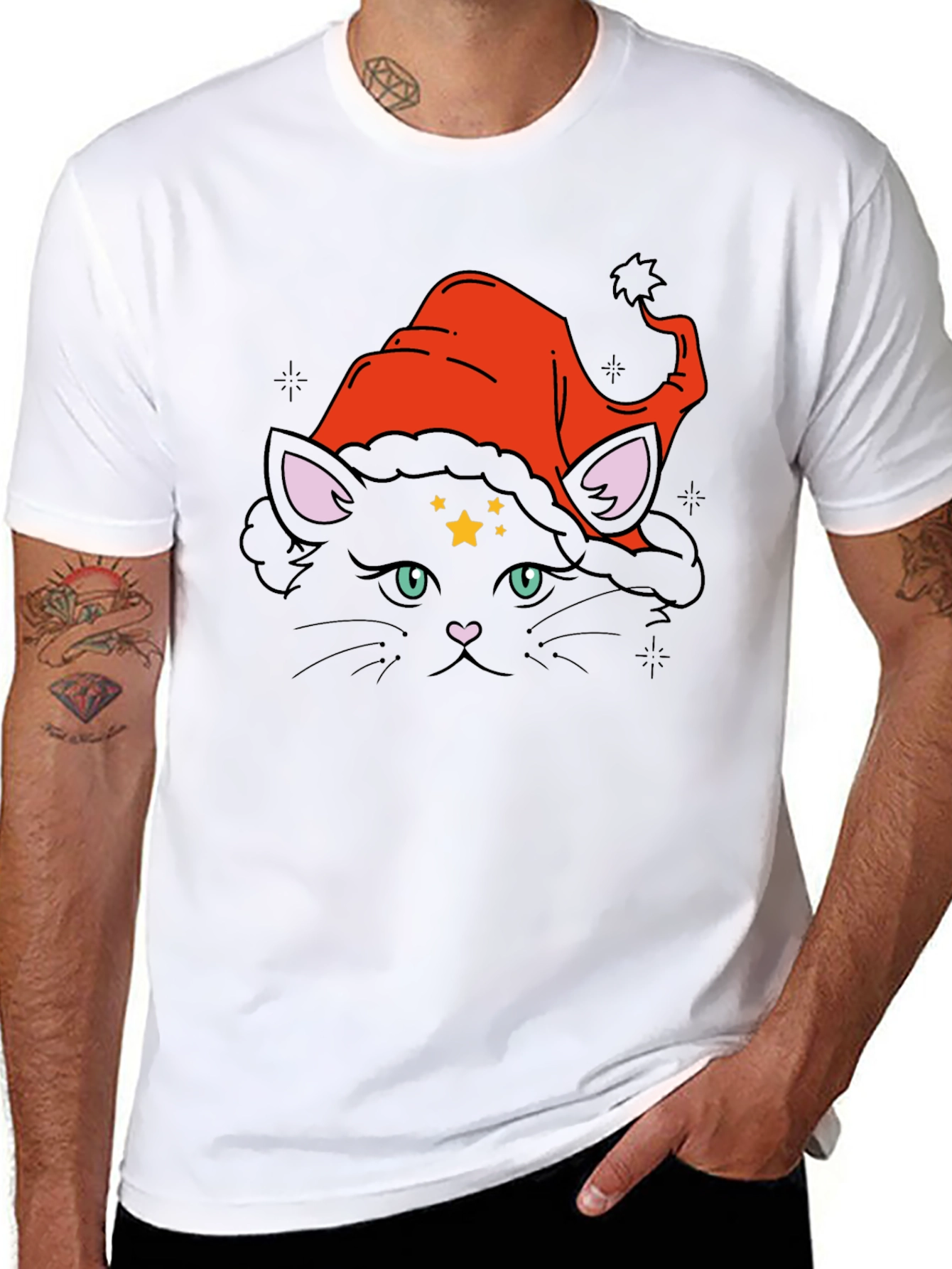Witch Cat Graphic Tee - Black Cotton T-Shirt