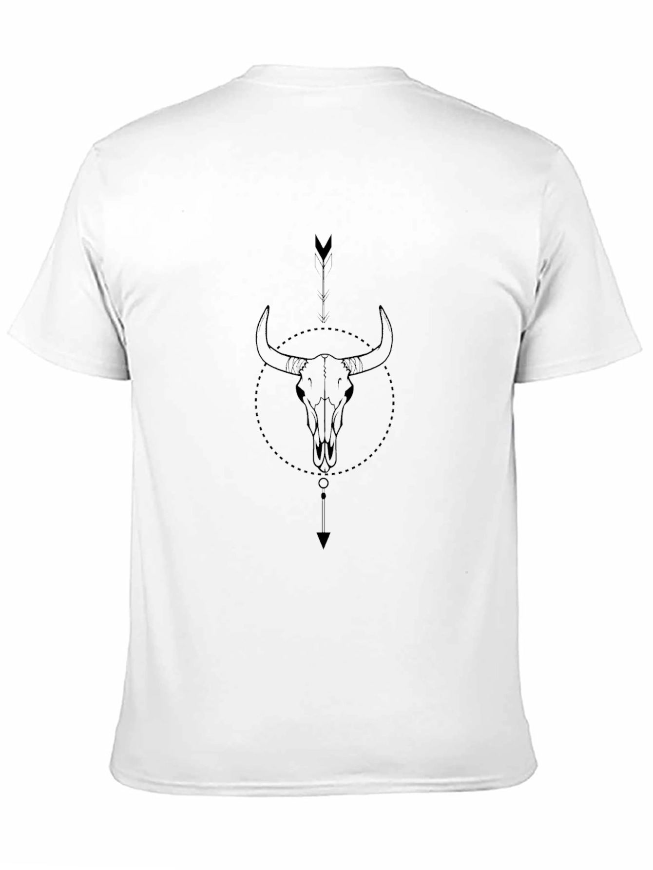 Geometric Bull Skull Graphic Black T-Shirt