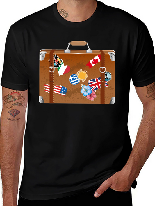 Travel Suitcase Graphic T-Shirt - Black