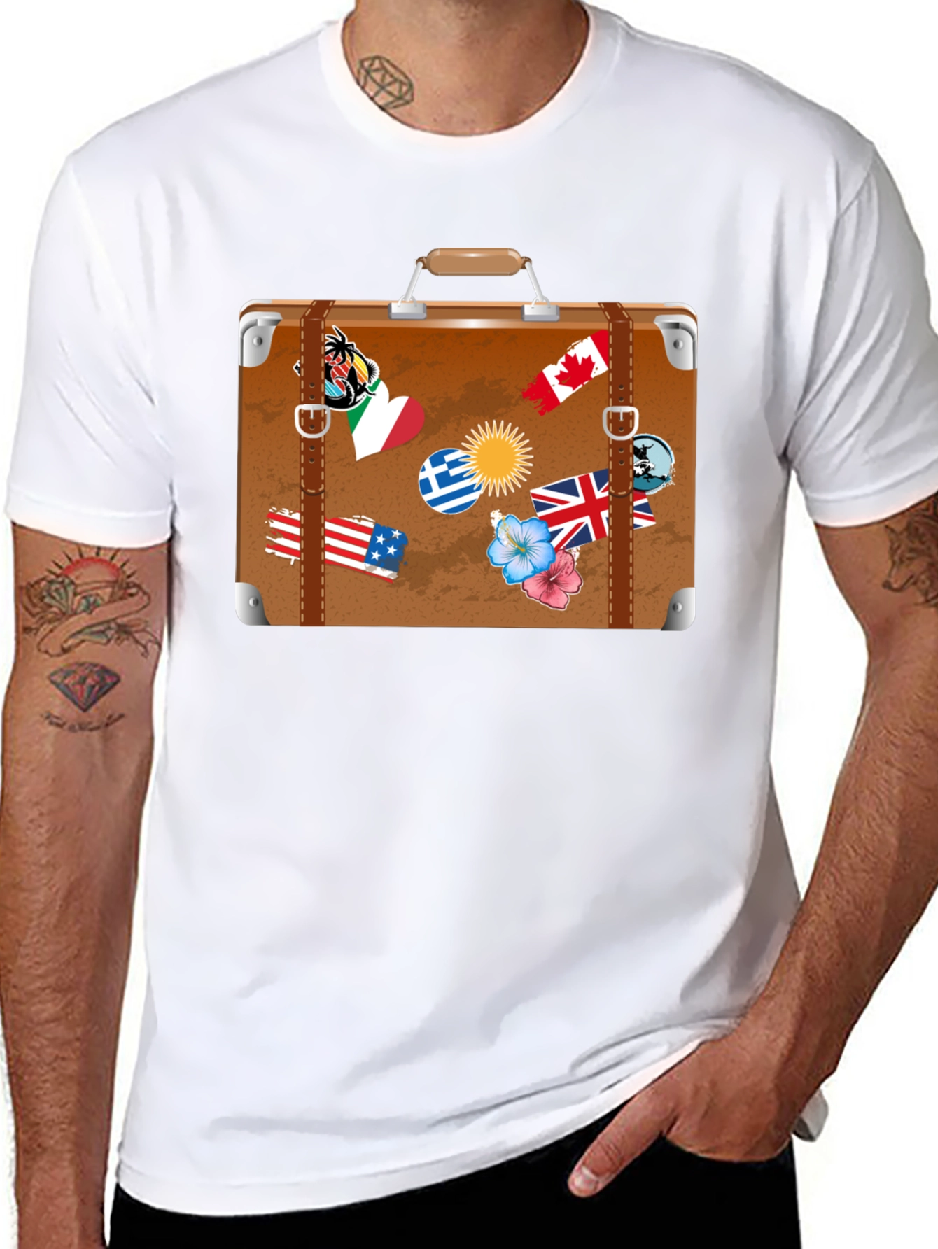 Travel Suitcase Graphic T-Shirt - Black