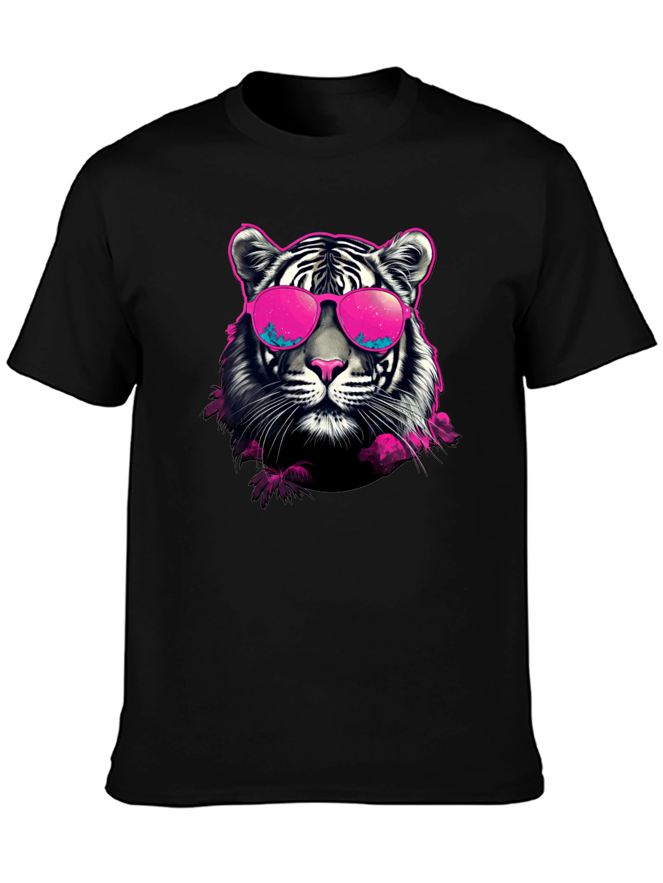 Cool Tiger Graphic Print Crew Neck T-Shirt