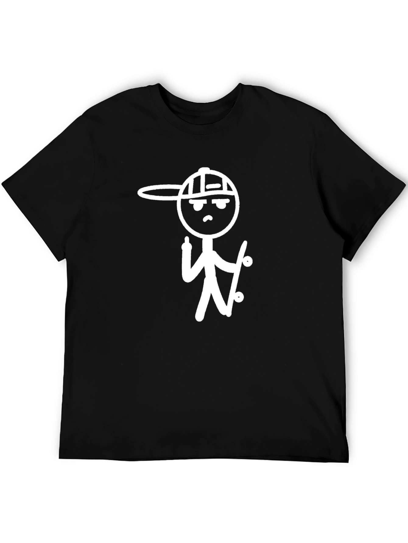 Skater Dude Graphic Tee - Black Cotton T-Shirt