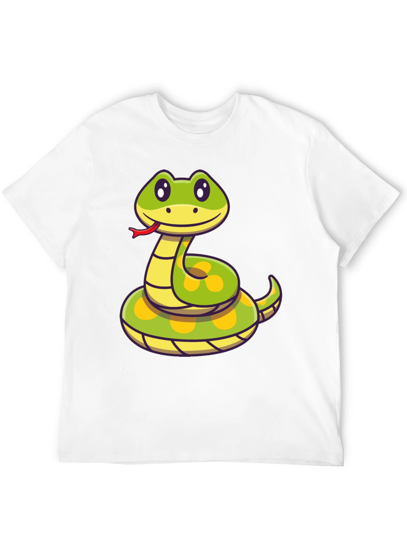 Cute Cartoon Snake T-Shirt - Black Crew Neck Tee