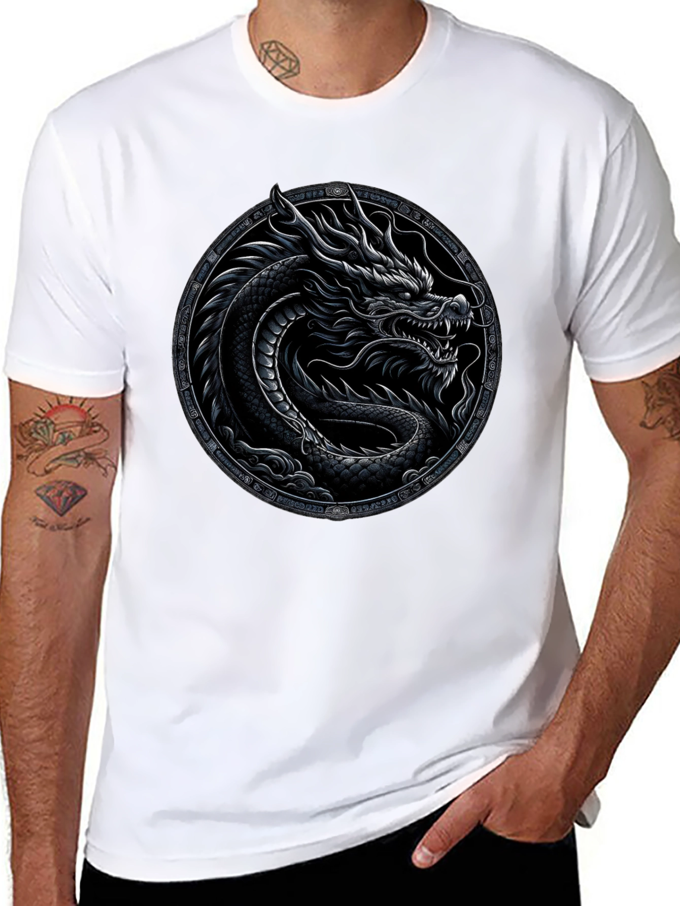 Black Dragon Circle Graphic Tee
