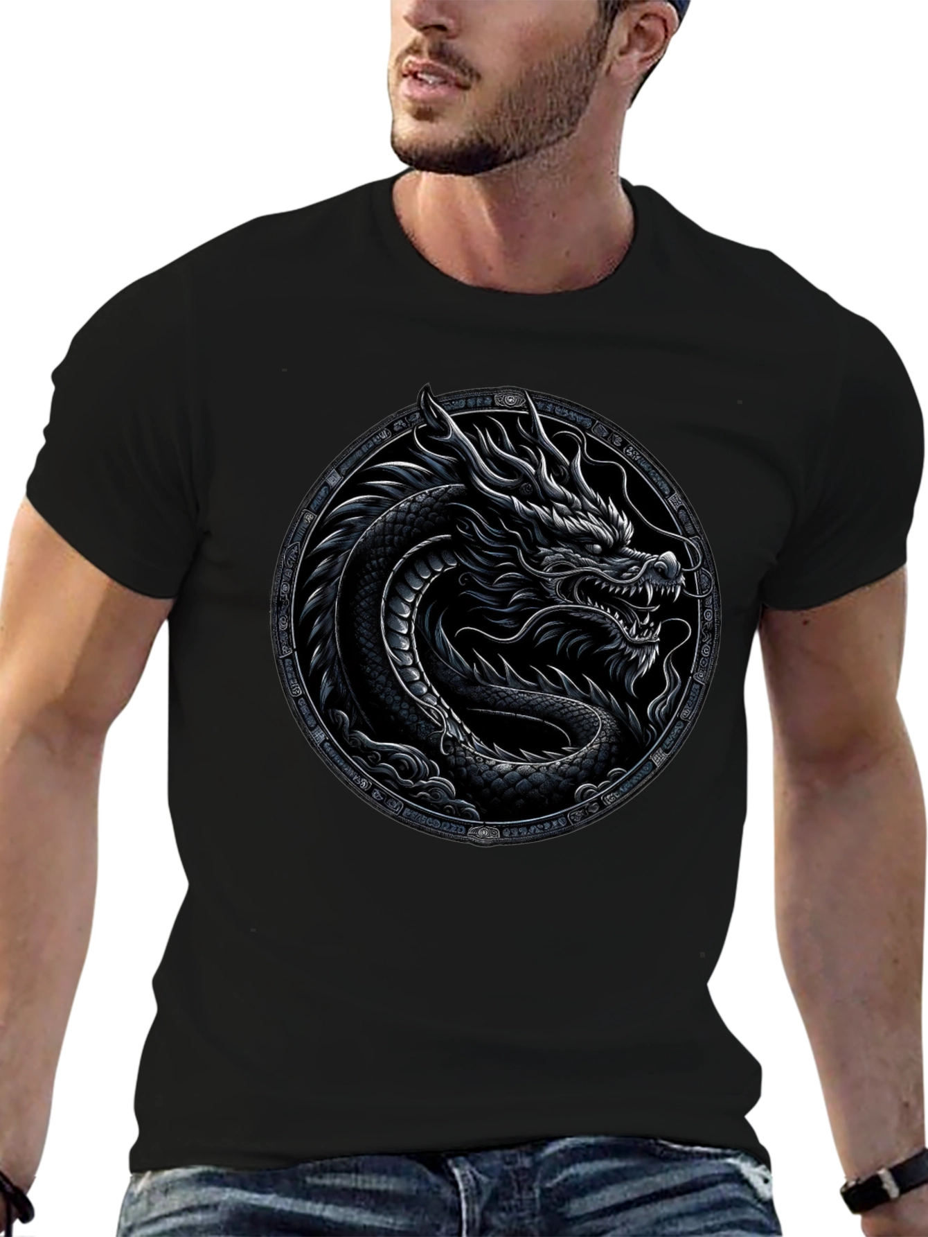 Black Dragon Circle Graphic Tee