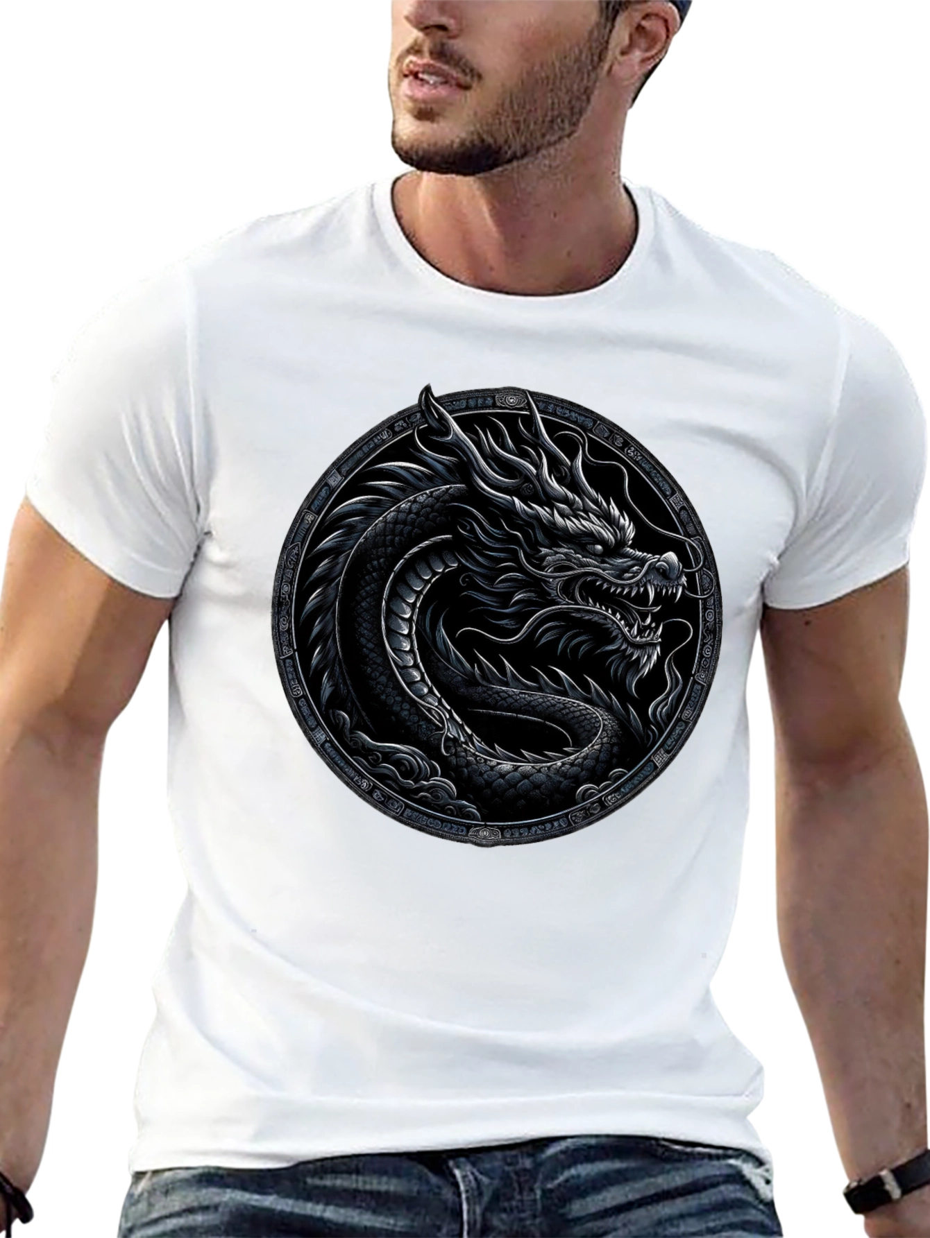 Black Dragon Circle Graphic Tee