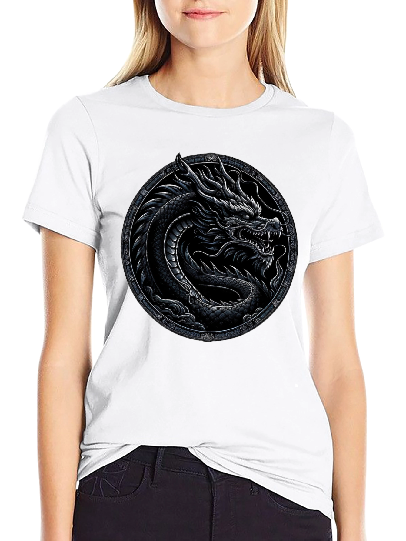 Black Dragon Circle Graphic Tee
