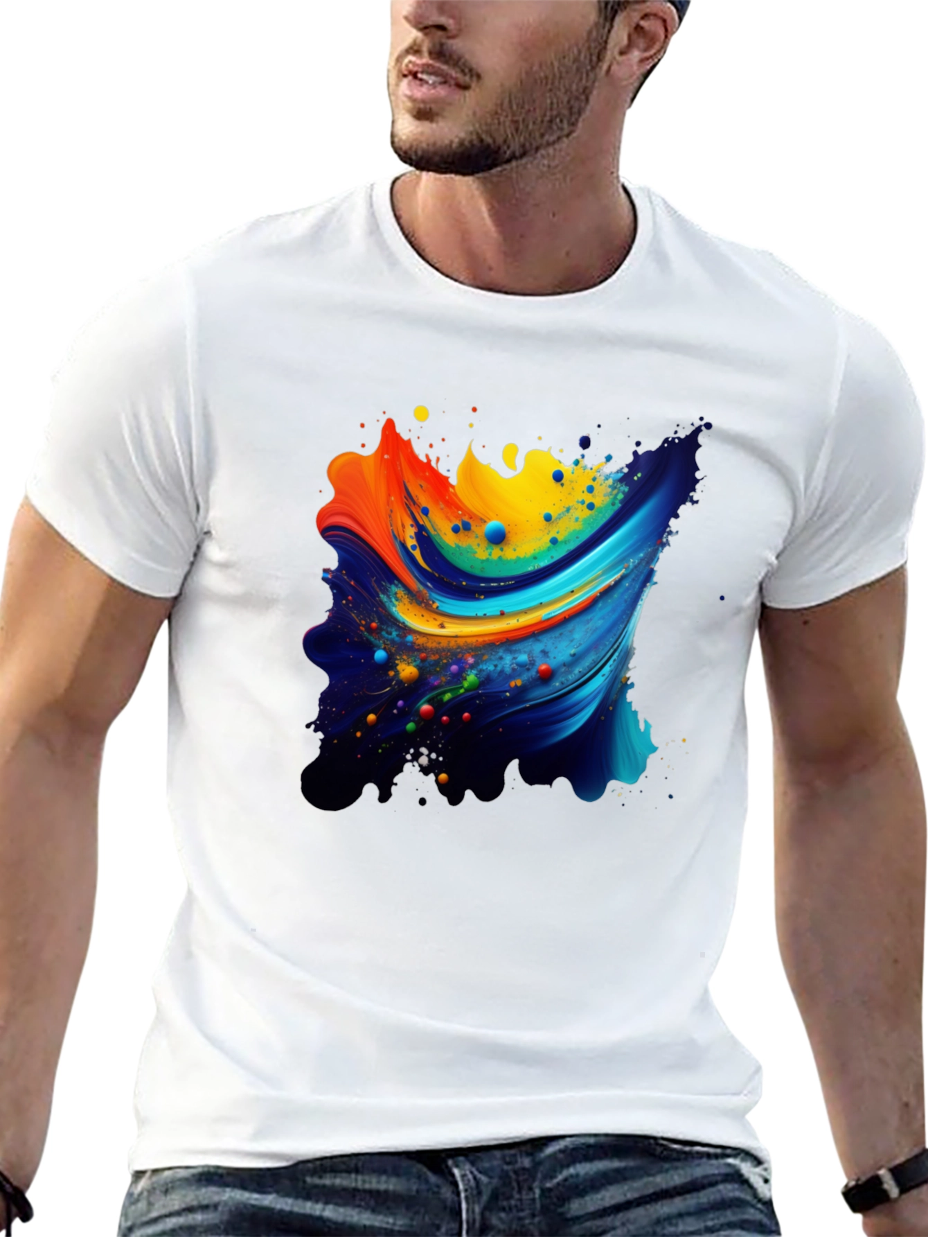 Abstract Swirl Graphic Black T-Shirt