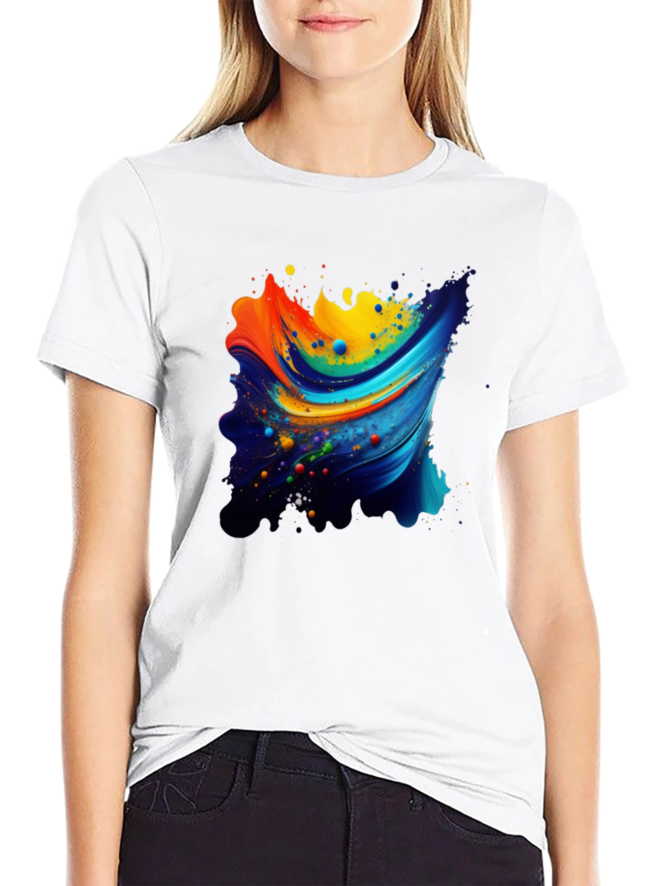 Abstract Swirl Graphic Black T-Shirt