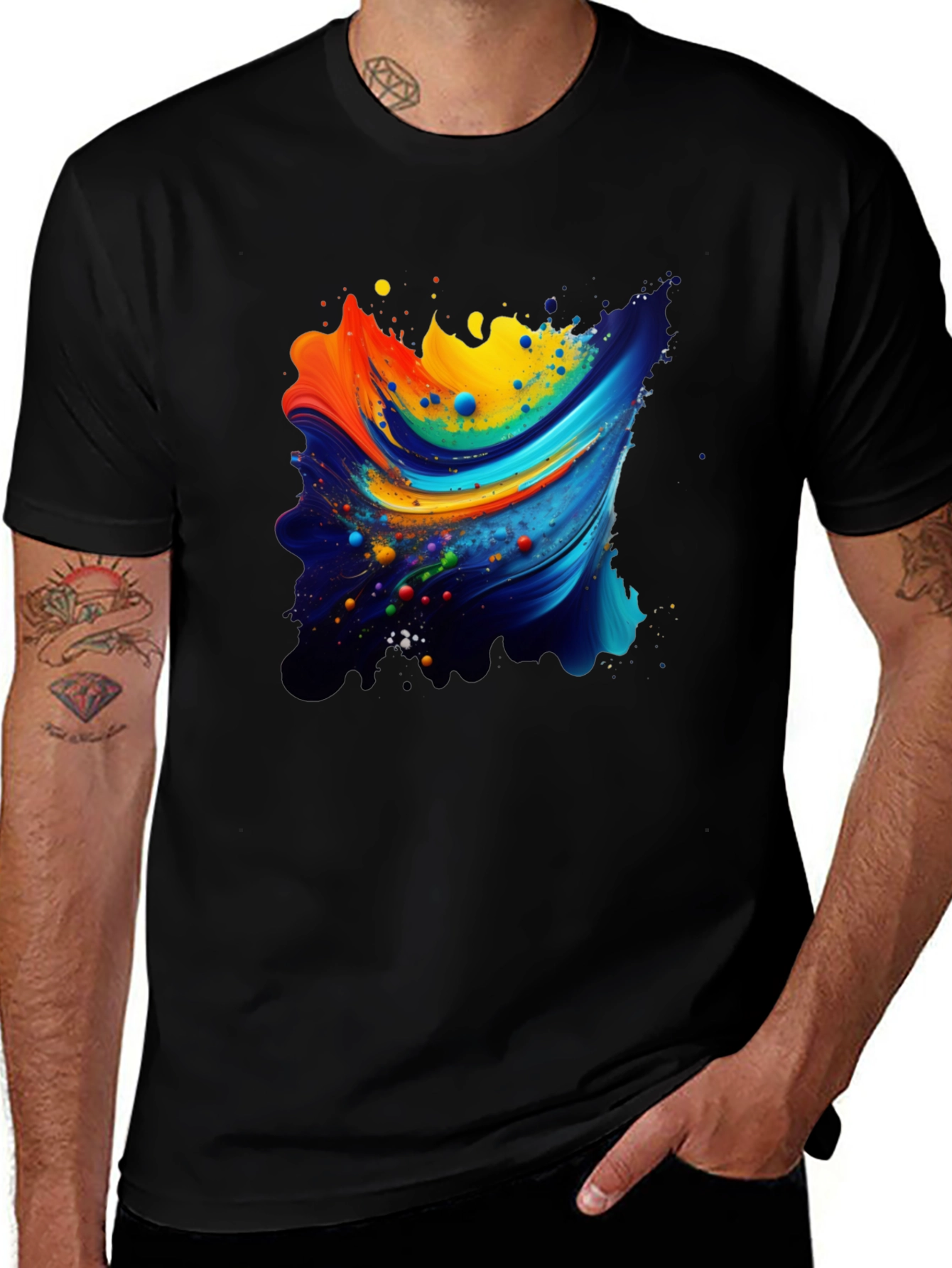 Abstract Swirl Graphic Black T-Shirt