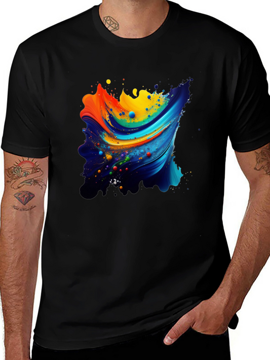 Abstract Swirl Graphic Black T-Shirt