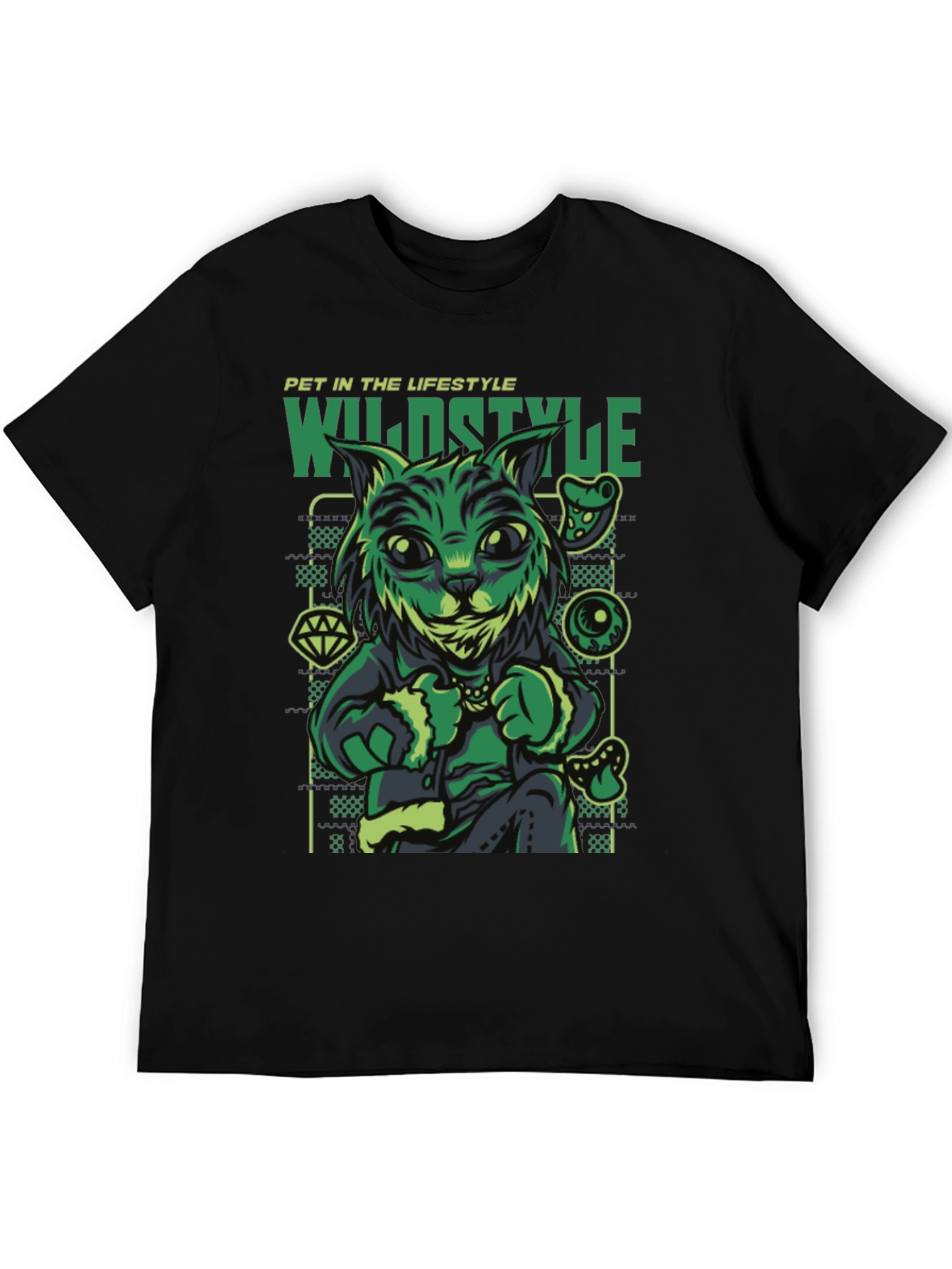 Wildstyle Pet Cat T-Shirt - Black Graphic Tee