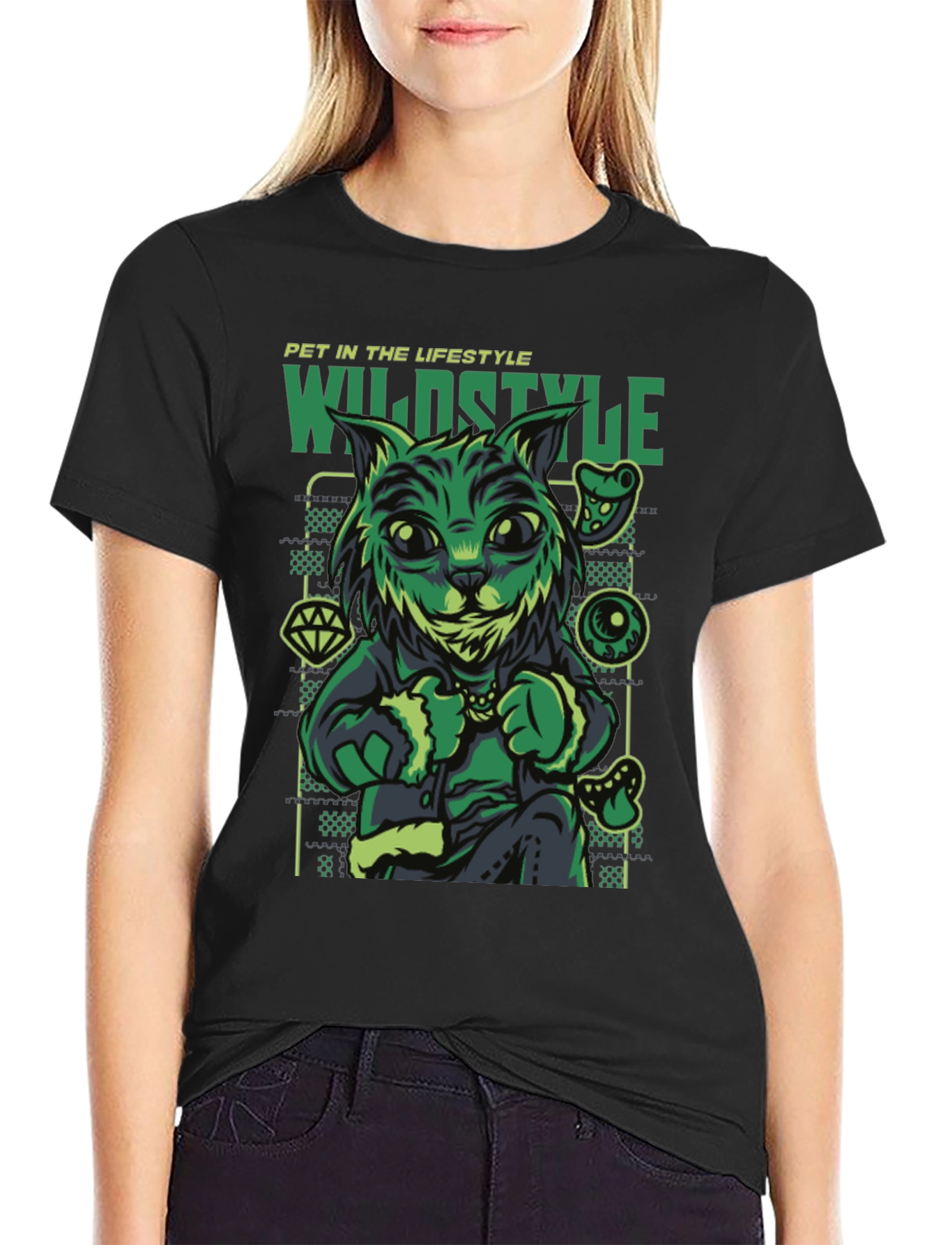Wildstyle Pet Cat T-Shirt - Black Graphic Tee