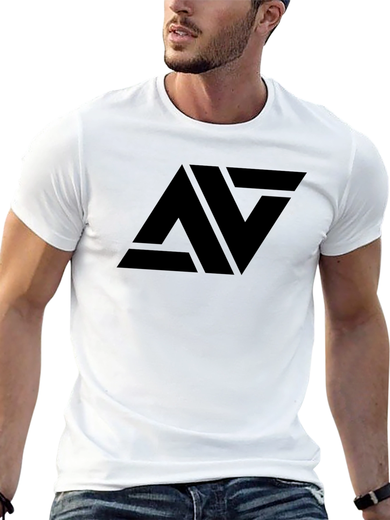 Mens Black T-Shirt with Bold Abstract Graphic