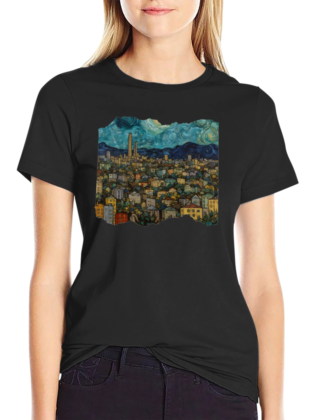 Cityscape Starry Night T-Shirt
