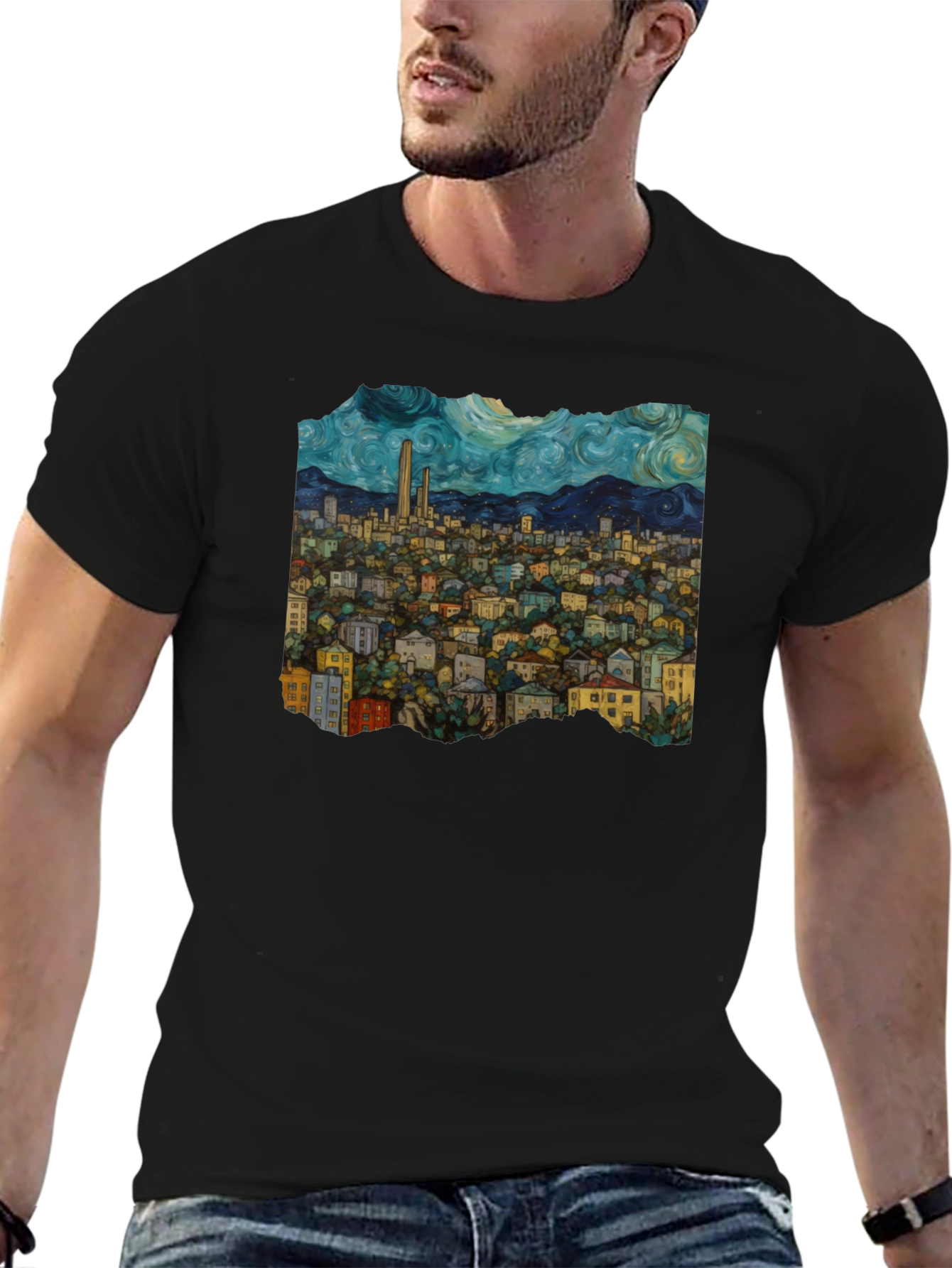 Cityscape Starry Night T-Shirt