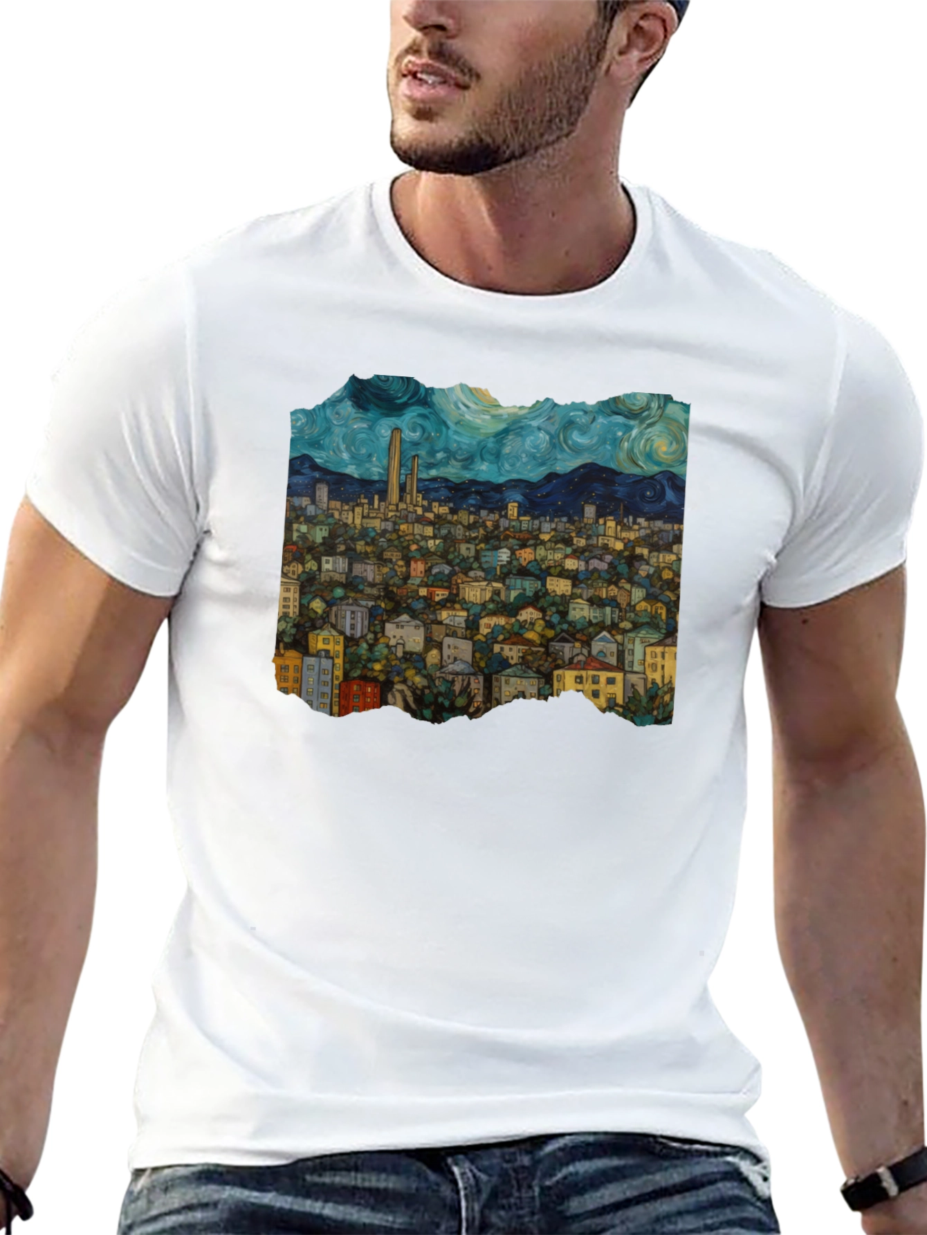 Cityscape Starry Night T-Shirt