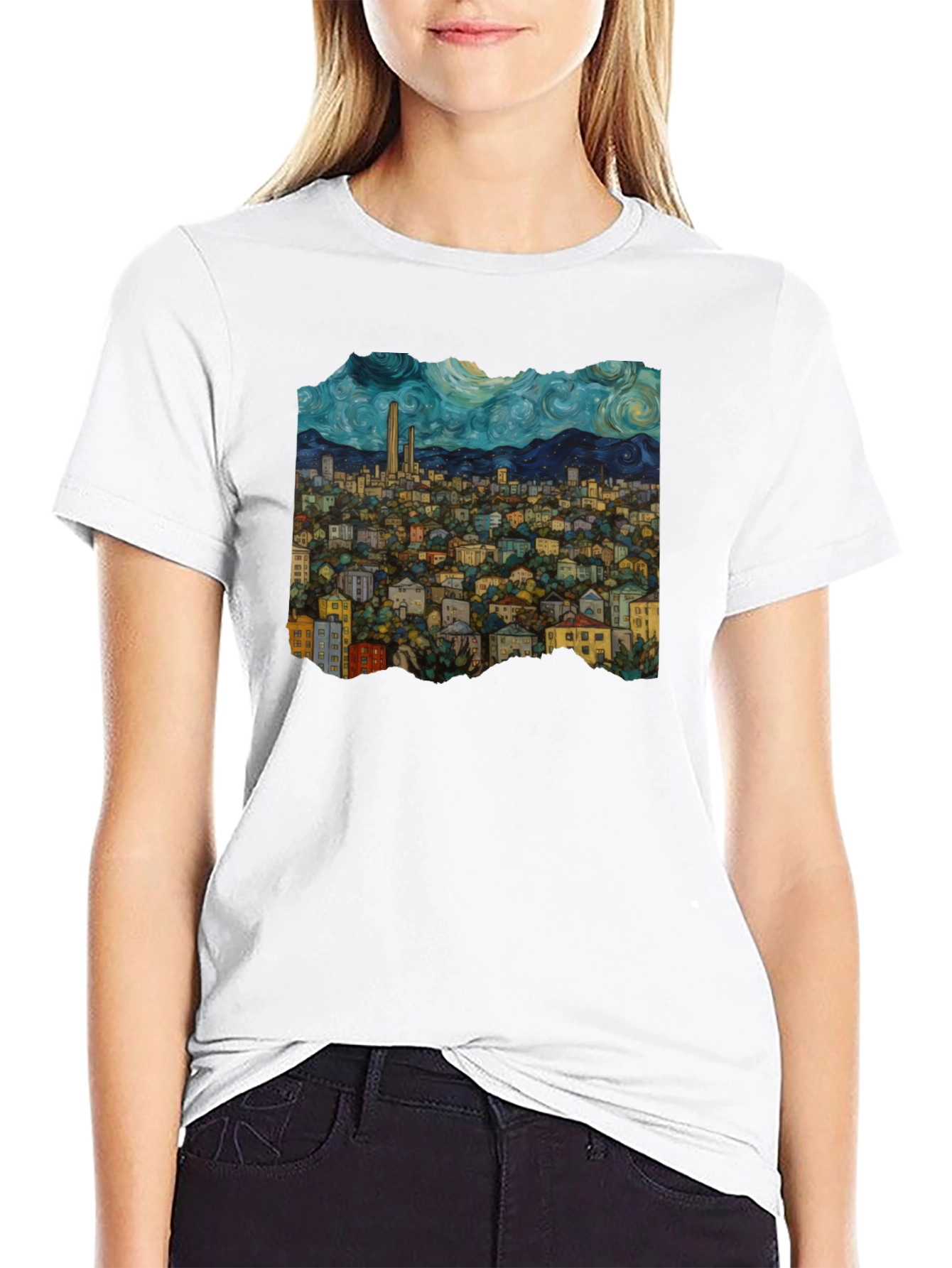 Cityscape Starry Night T-Shirt