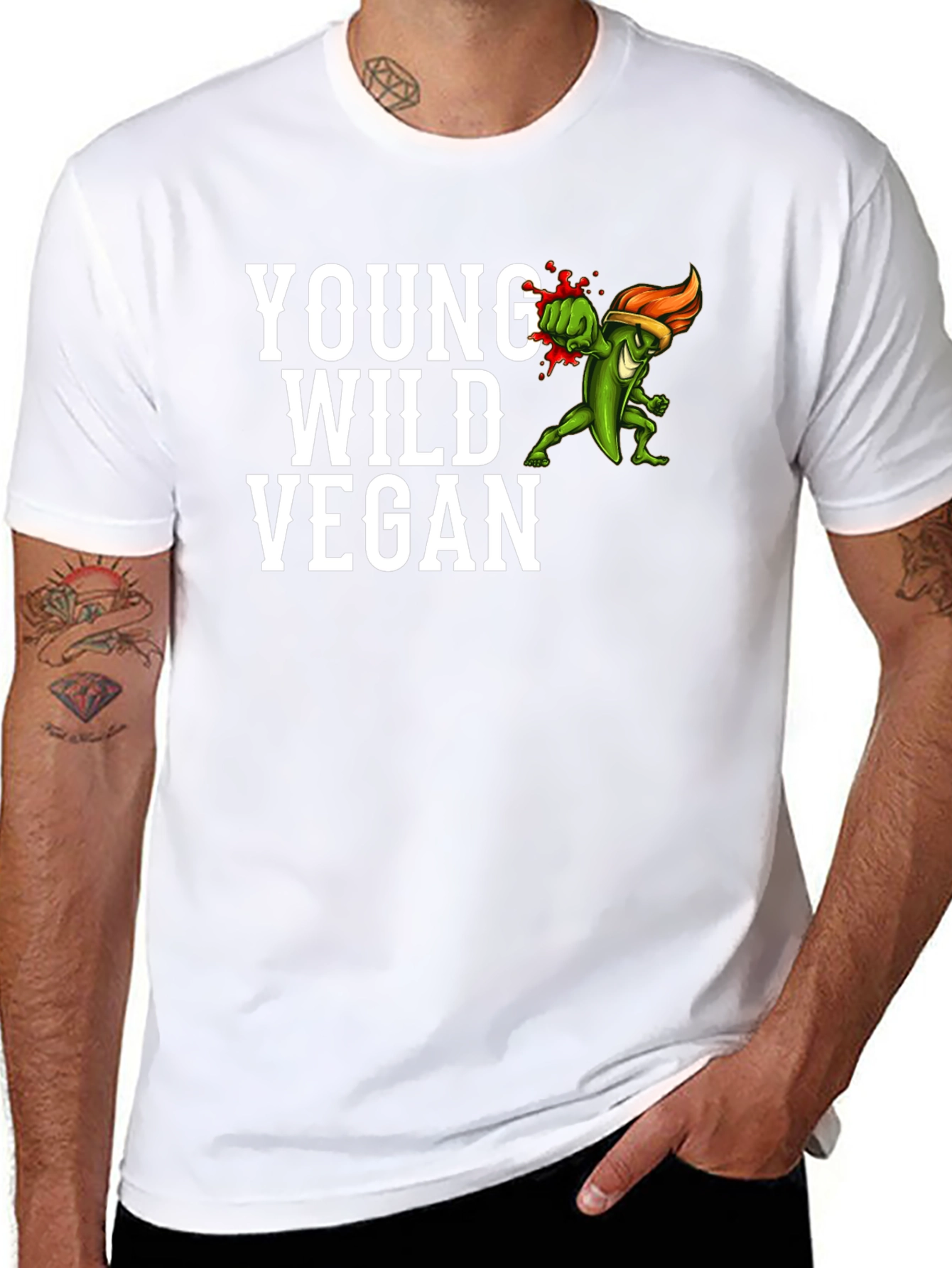 Young Wild Vegan Graphic Tee - Black
