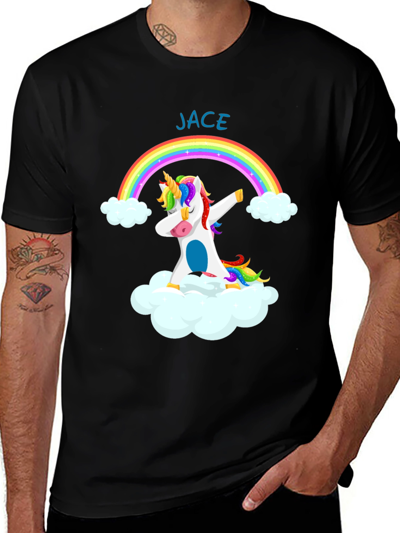 JACE Unicorn Rainbow Dabbing T-Shirt