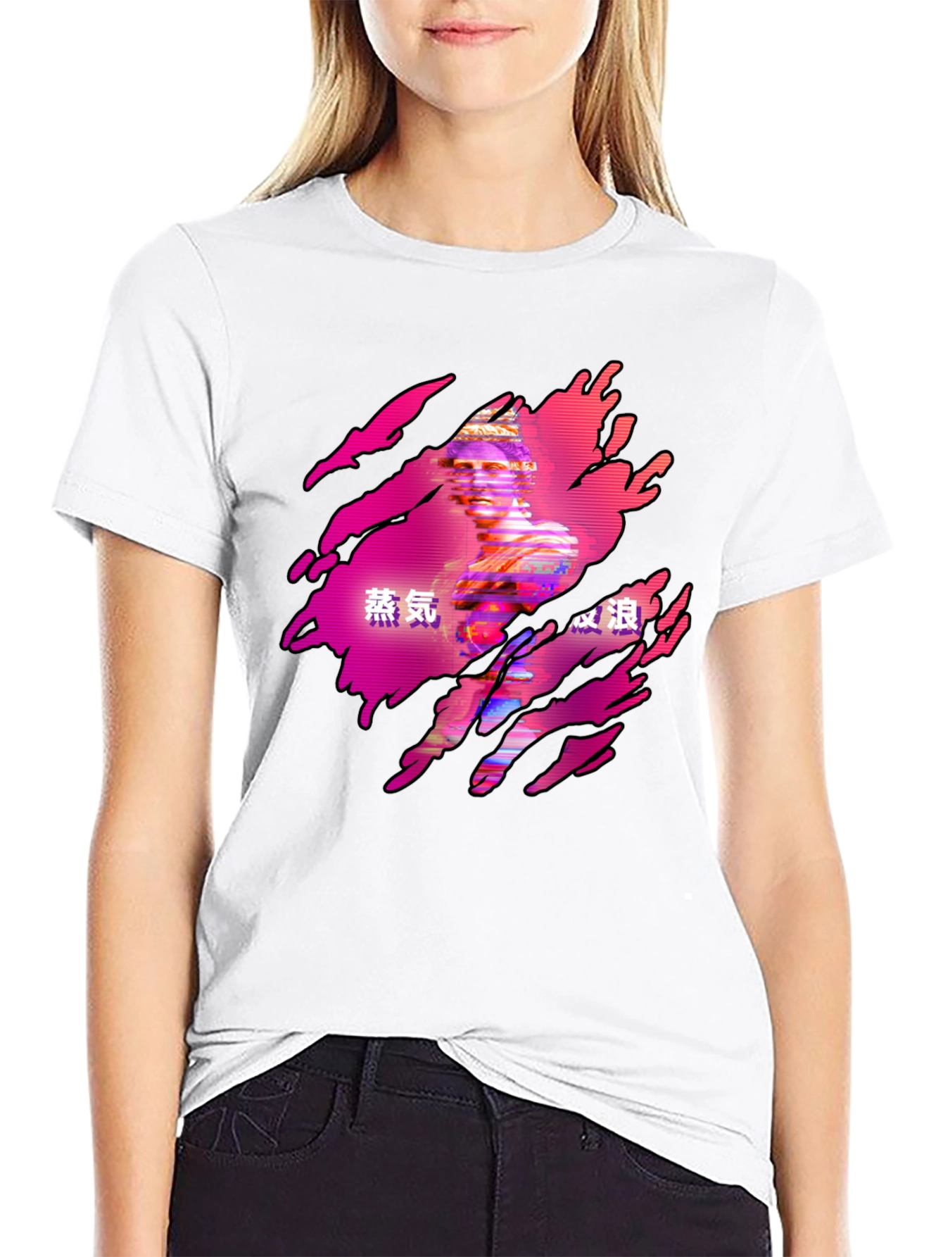 Vaporwave Statue Graphic Tee - Black