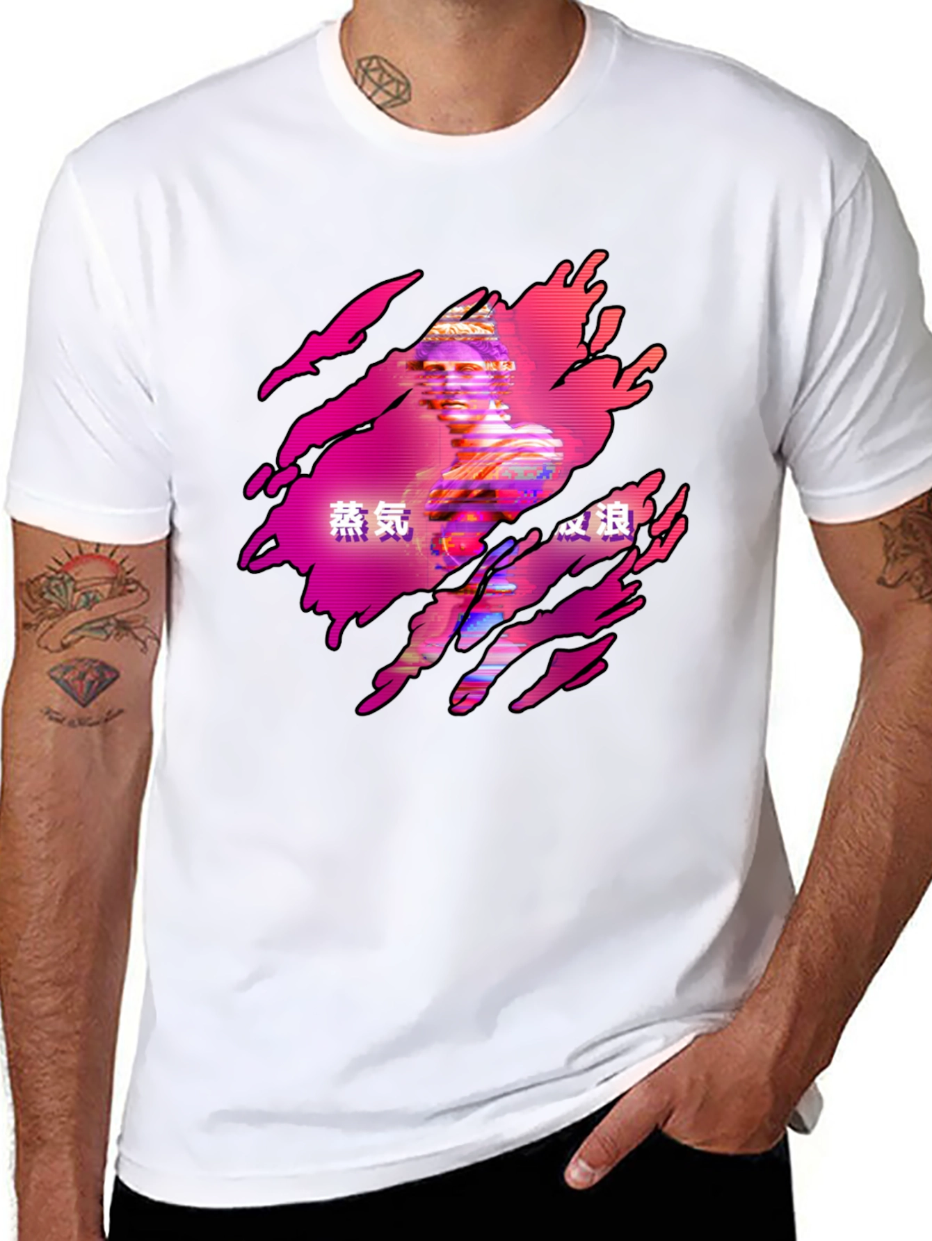 Vaporwave Statue Graphic Tee - Black