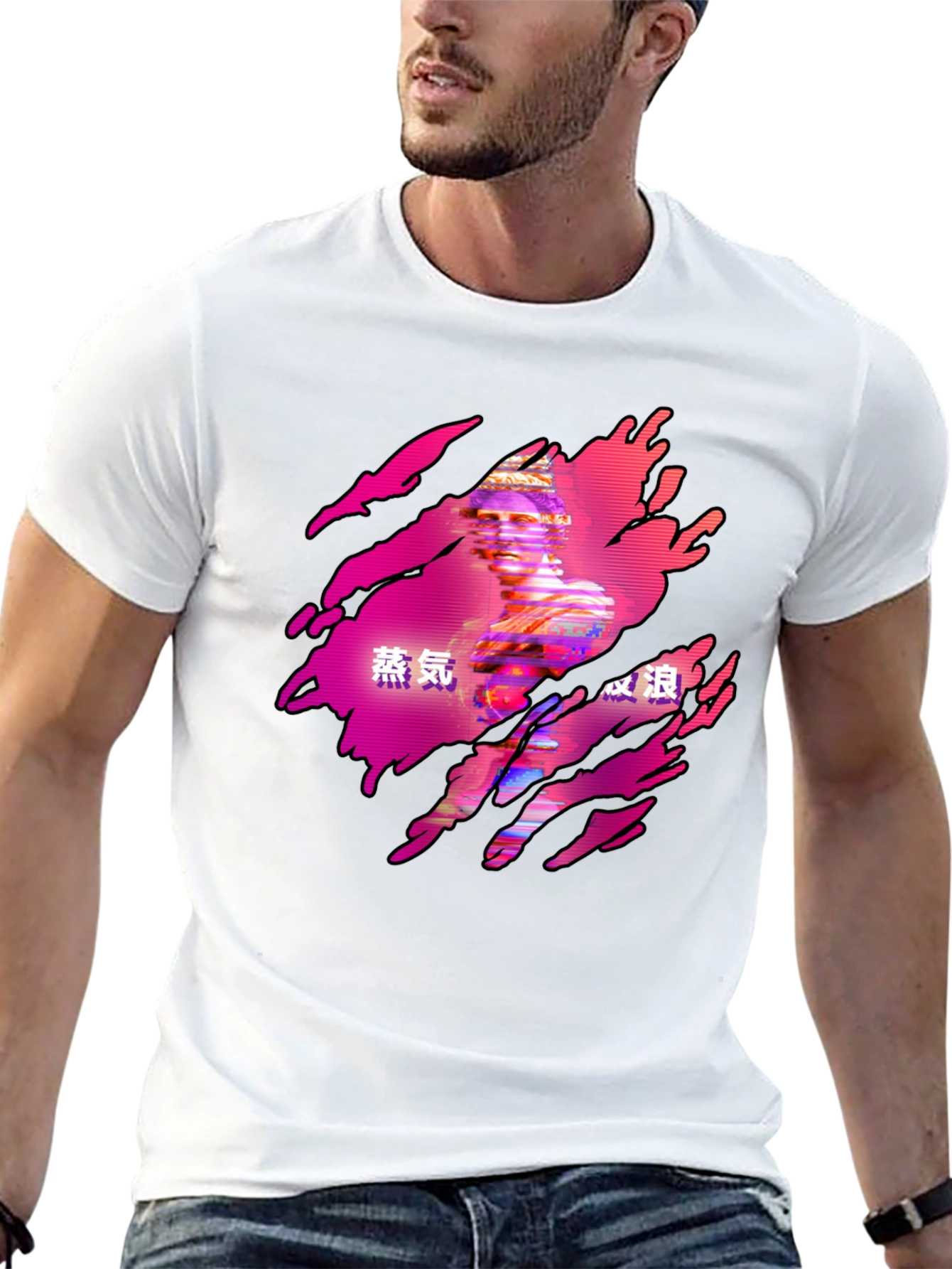 Vaporwave Statue Graphic Tee - Black