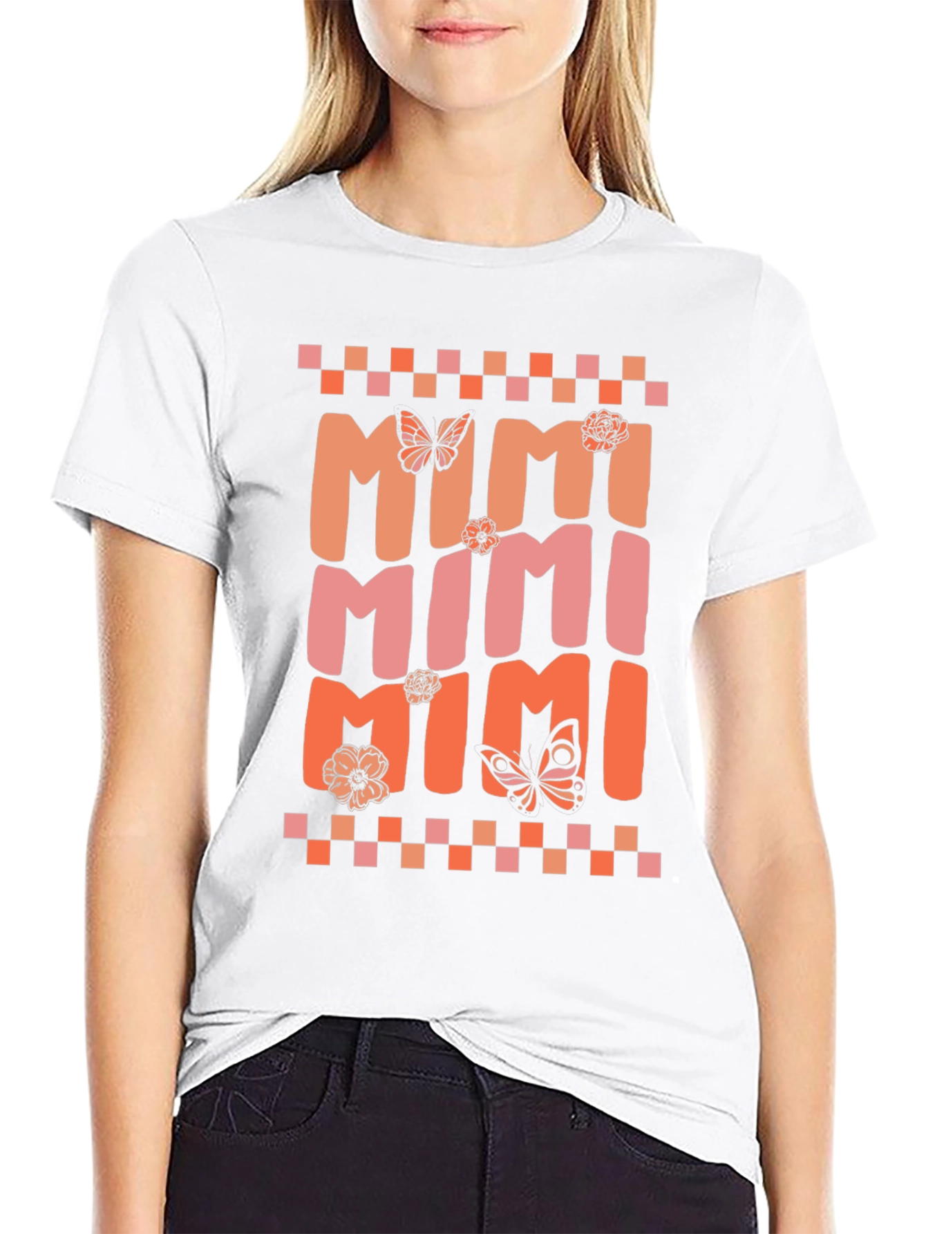 MIMI Graphic Tee with Butterflies and Flowers