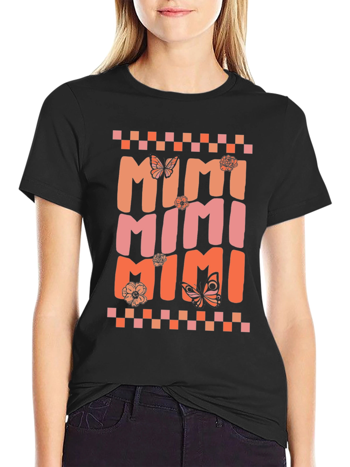 MIMI Graphic Tee with Butterflies and Flowers