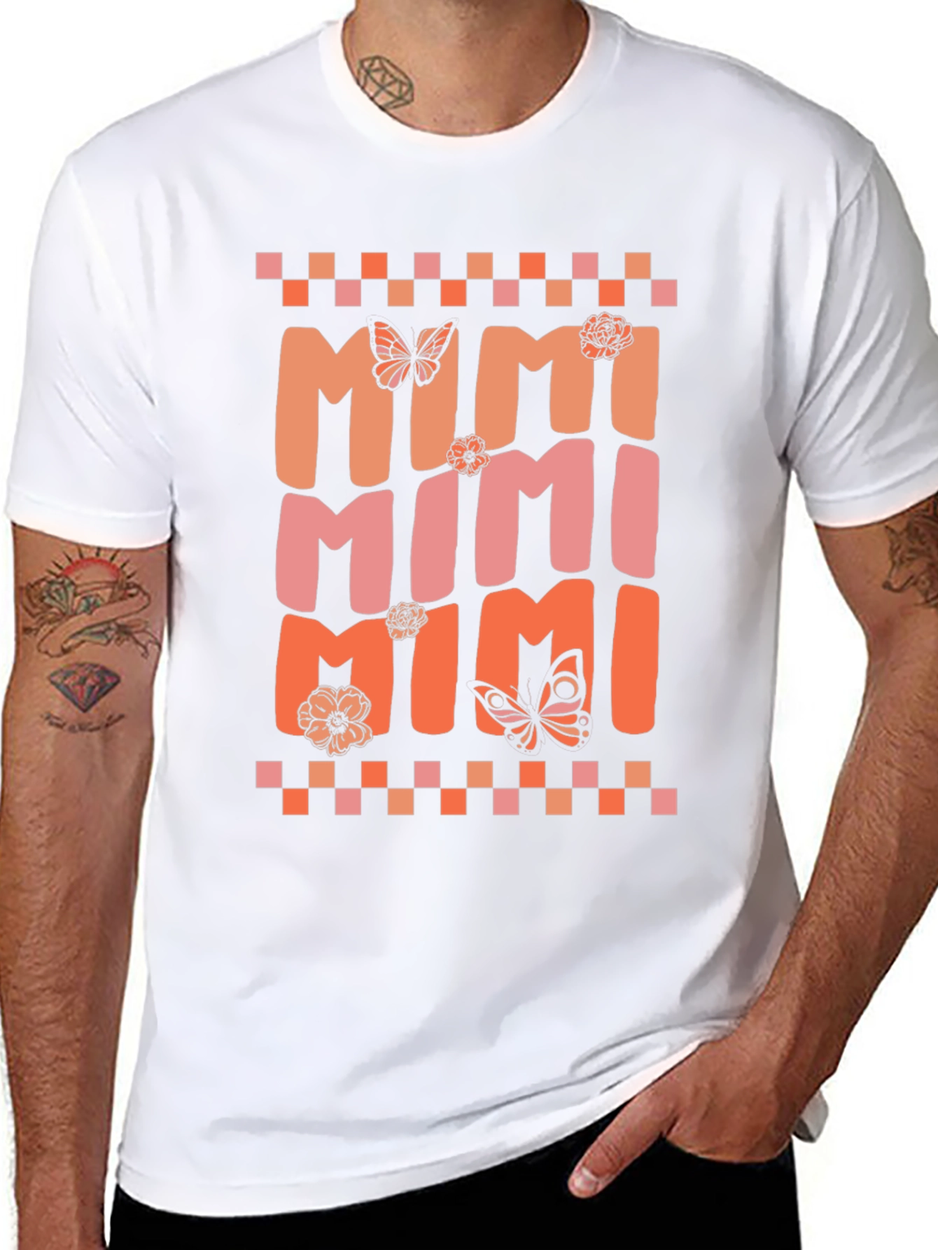 MIMI Graphic Tee with Butterflies and Flowers