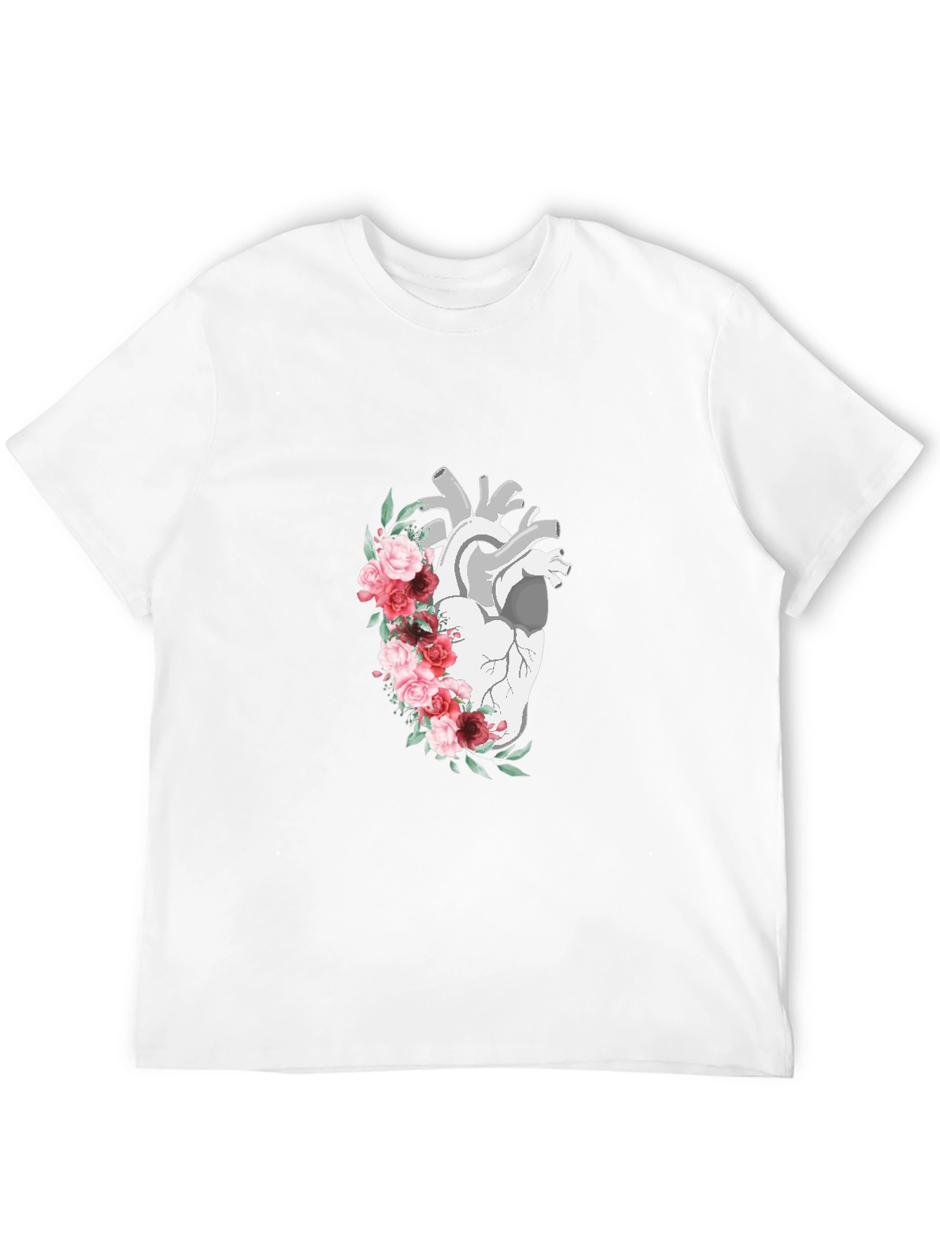 Anatomical Heart Floral Graphic T-Shirt - Unique Design