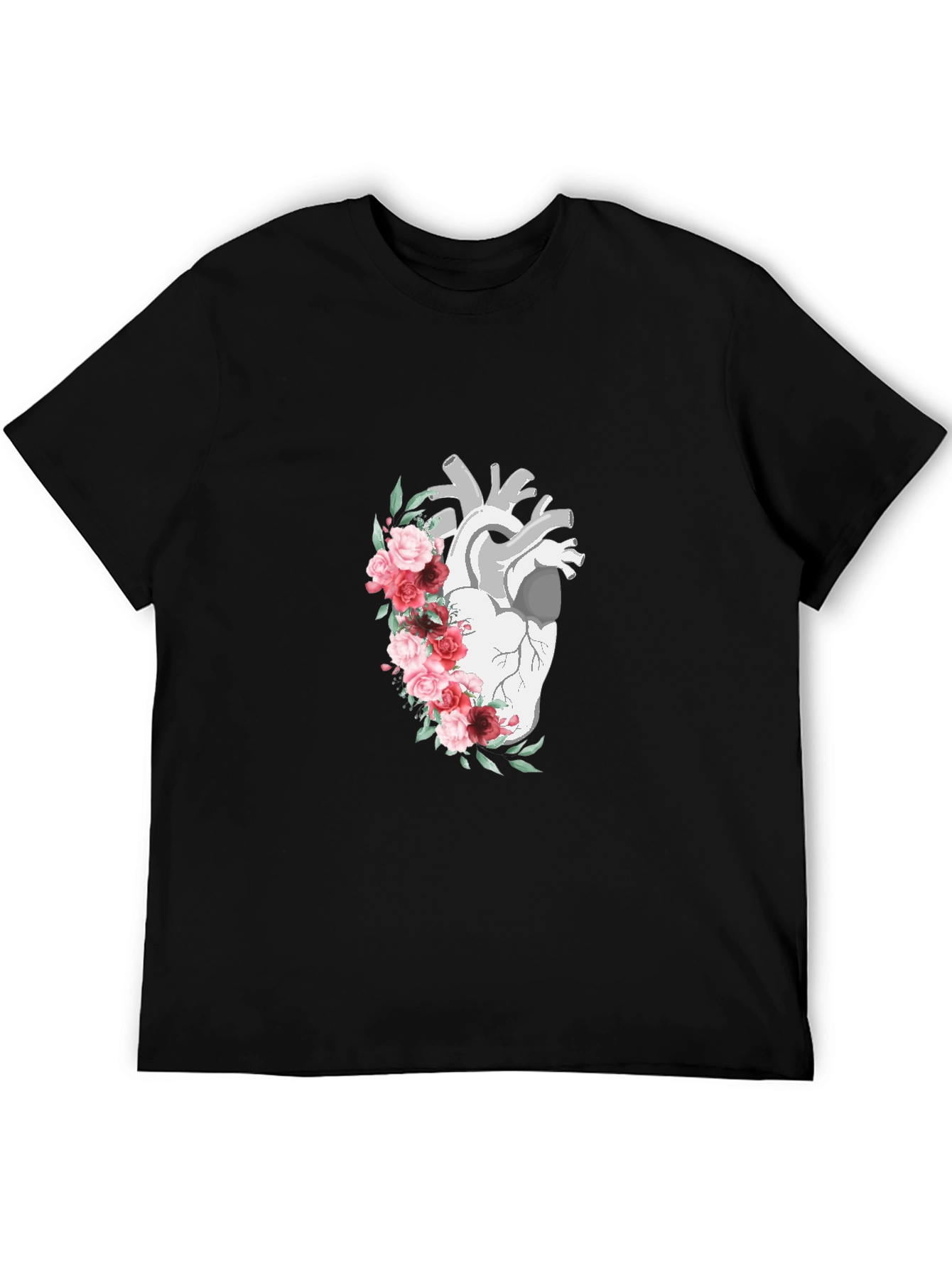 Anatomical Heart Floral Graphic T-Shirt - Unique Design