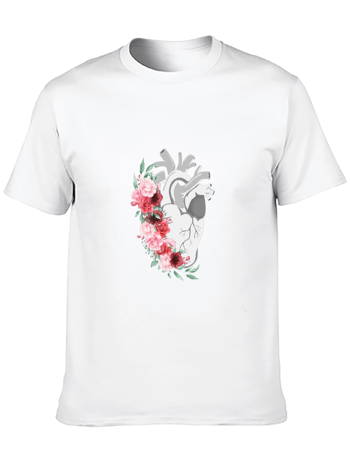 Anatomical Heart Floral Graphic T-Shirt - Unique Design