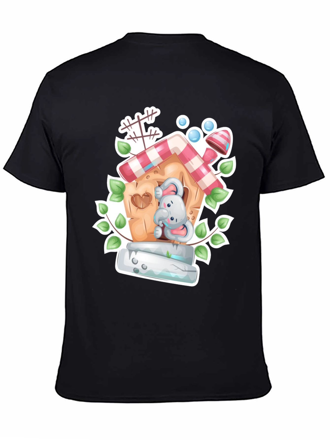 Elephant House Graphic Tee - Whimsical Black T-Shirt