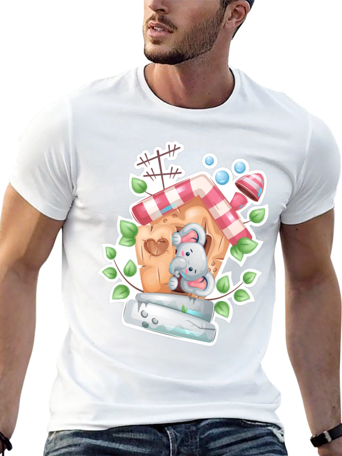 Elephant House Graphic Tee - Whimsical Black T-Shirt