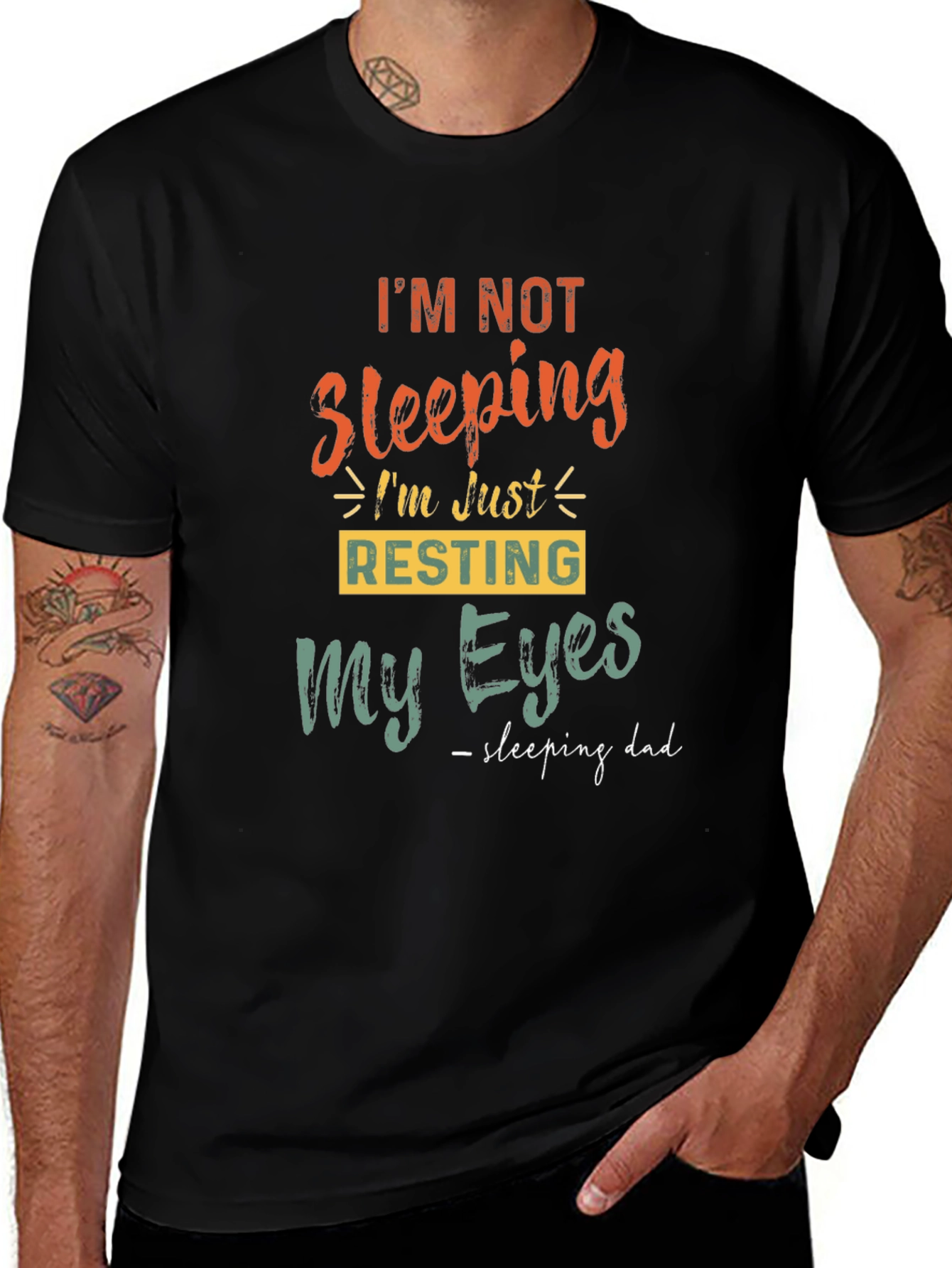 Funny Sleeping Dad Graphic Print Mens Tee