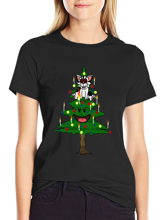 Cat Christmas Tree Graphic Tee