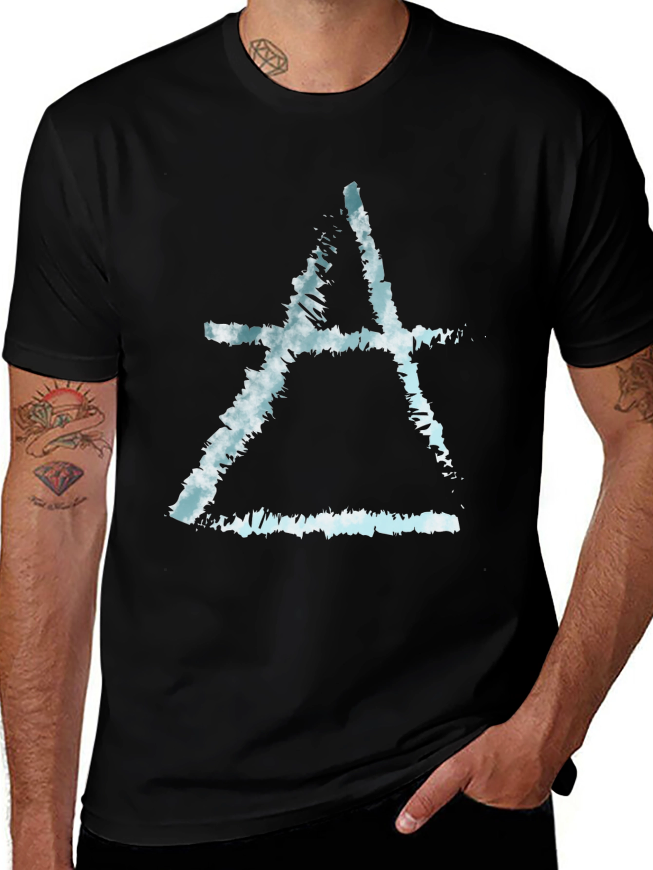 Abstract Symbol Tee - Black Cotton Blend T-Shirt