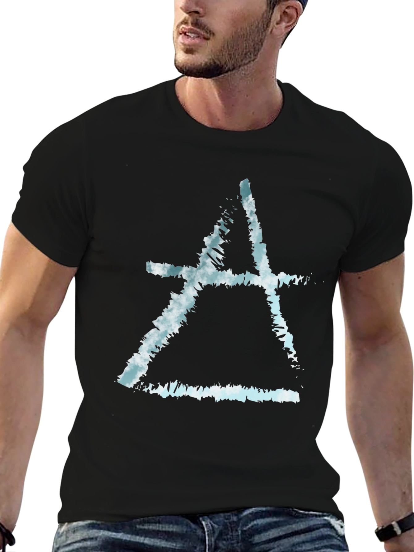 Abstract Symbol Tee - Black Cotton Blend T-Shirt