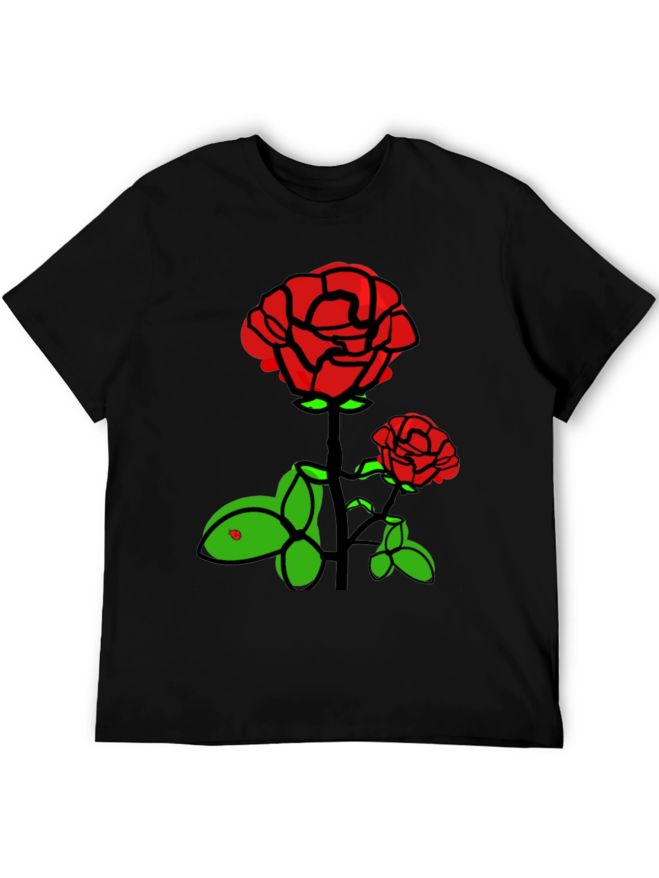 Rose Graphic T-Shirt - Black Cotton Blend