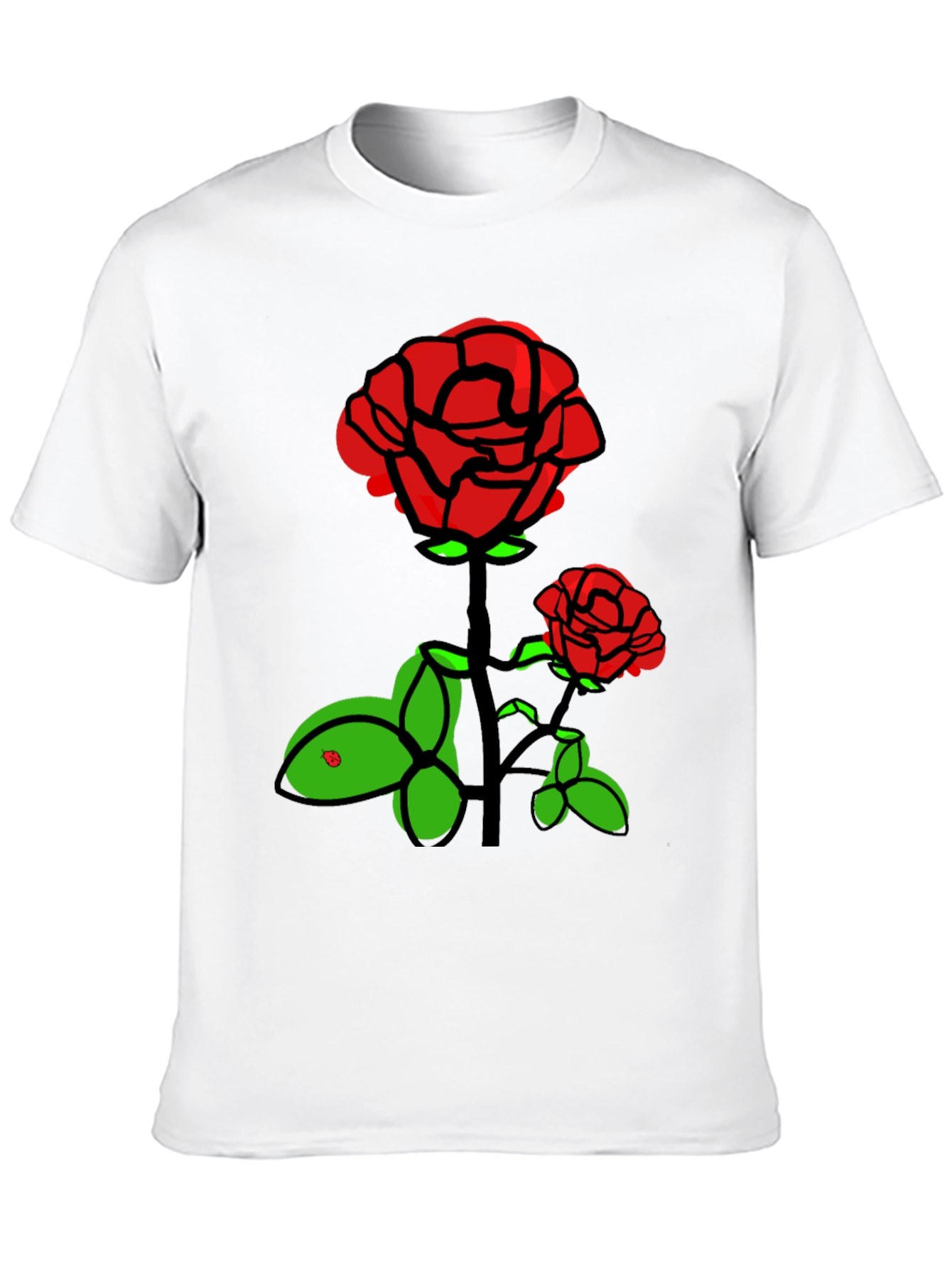 Rose Graphic T-Shirt - Black Cotton Blend